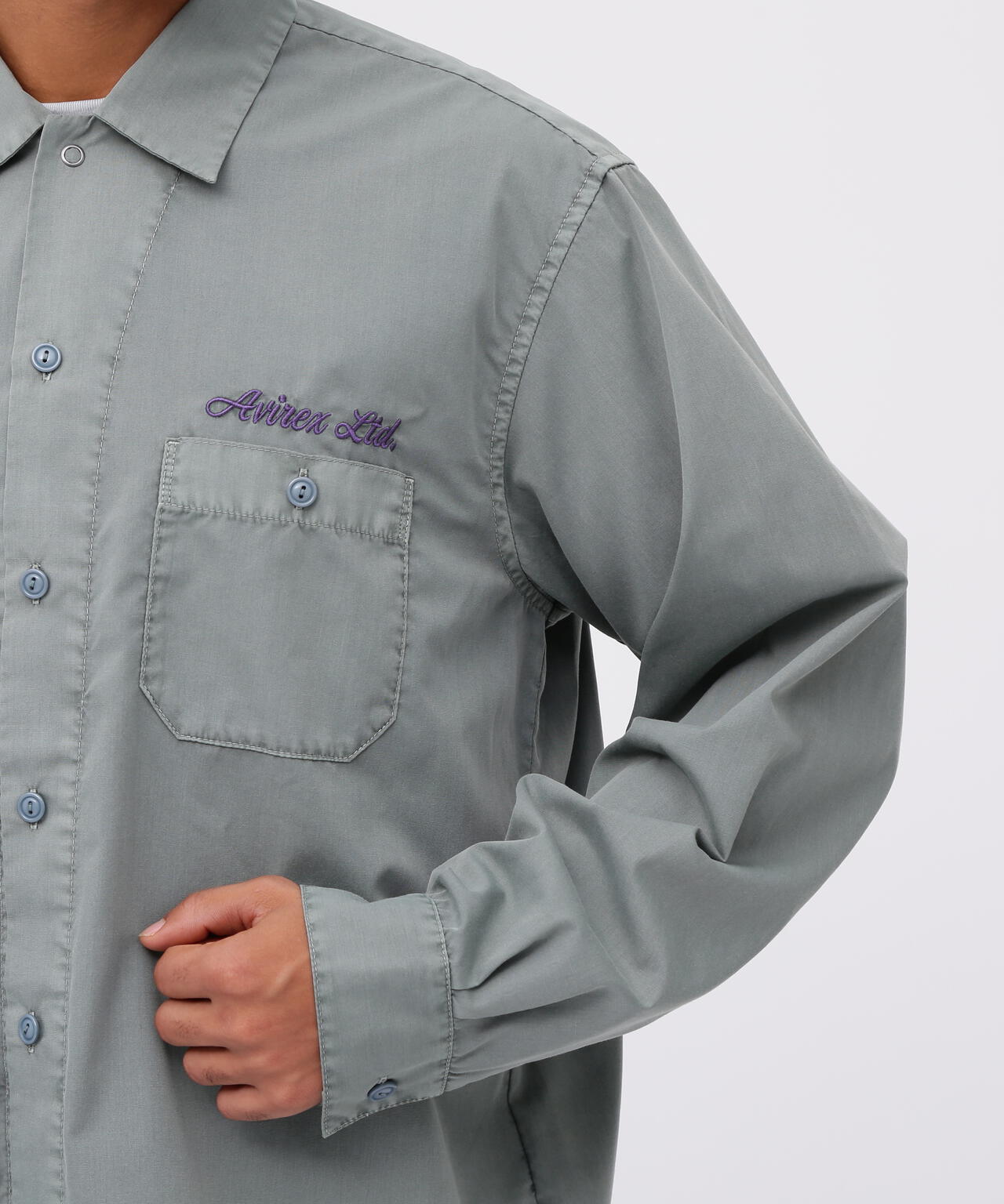 《WEB限定》FADED ONE POINT WORK SHIRT / フェイデッド ワンポイント ワークシャツ / AVIREX