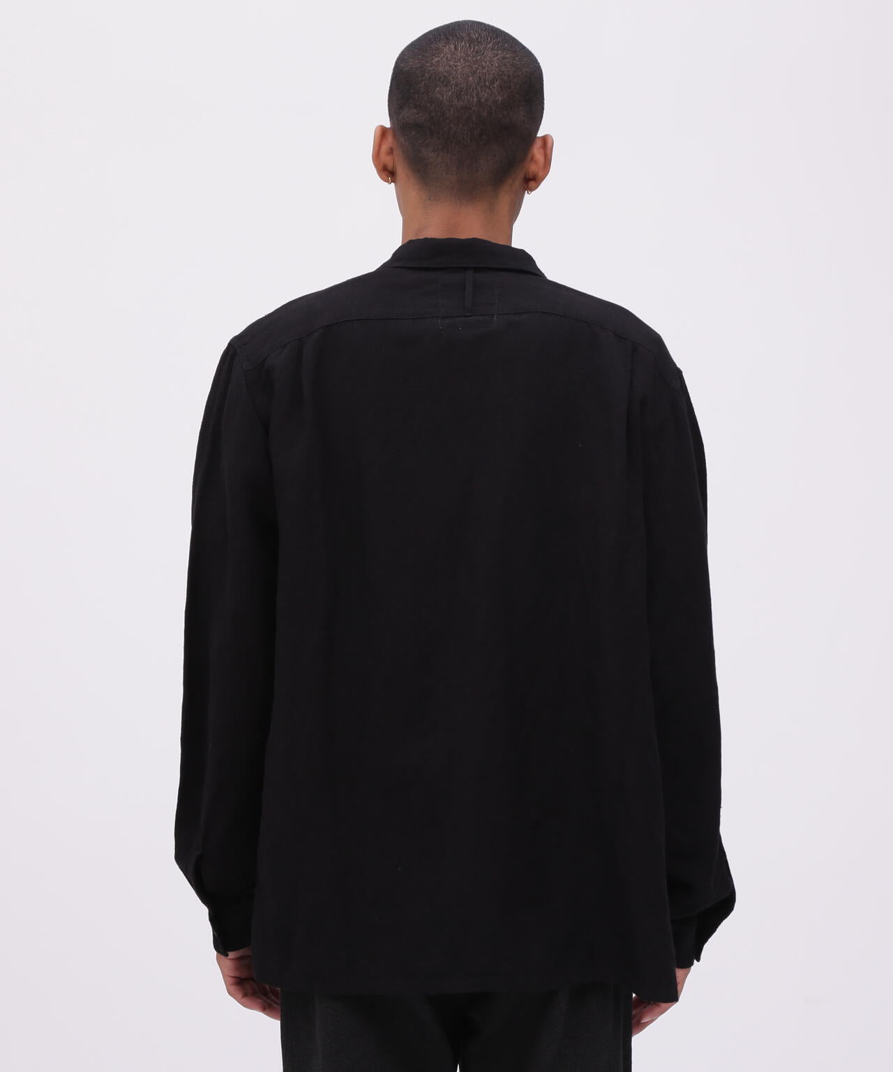 《TFQP by HANDROOM》OPEN COLLAR LONGSLEEVE WORK SHIRT FLAT BLACK / 長袖シャツ
