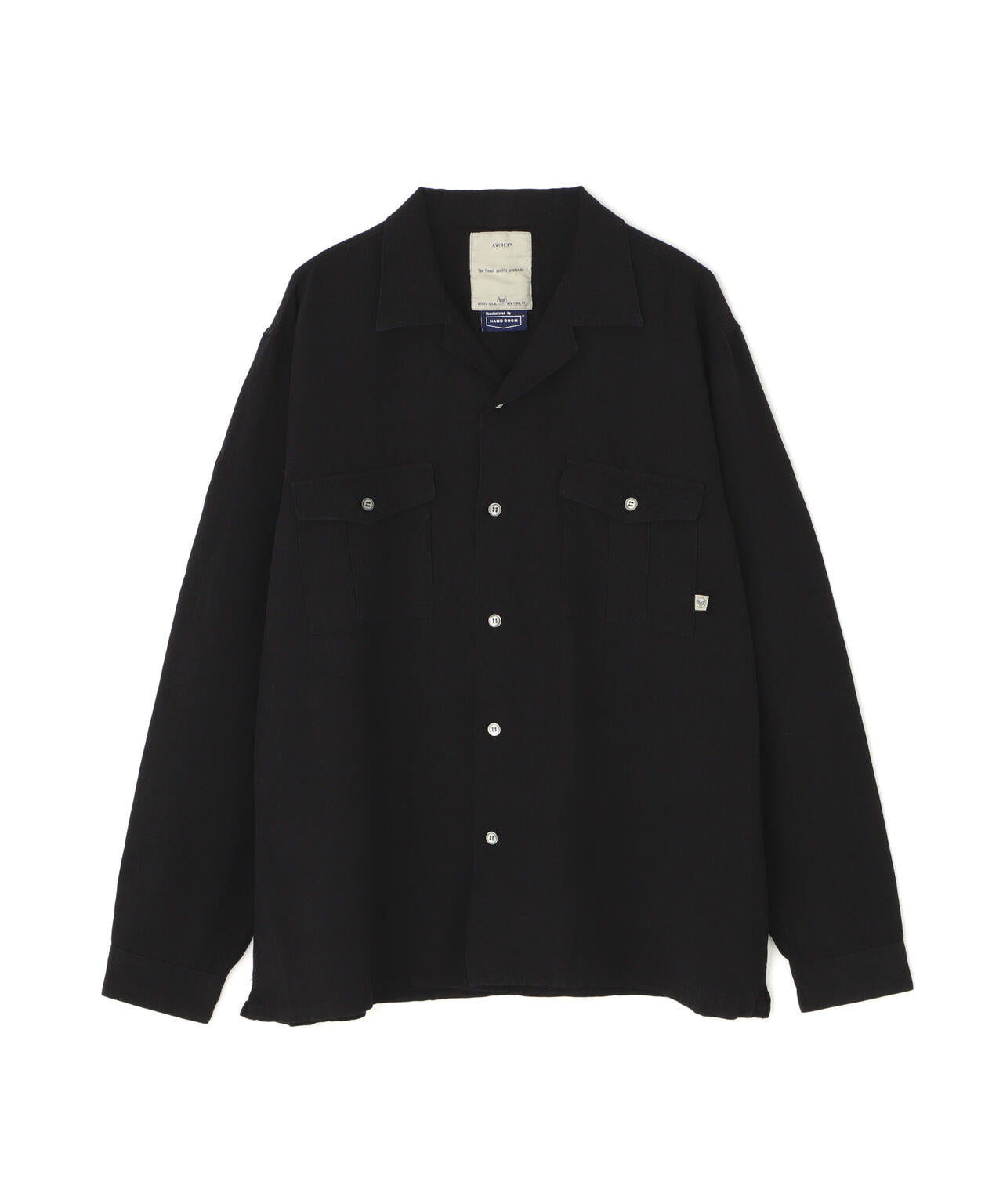 《TFQP by HANDROOM》OPEN COLLAR LONGSLEEVE WORK SHIRT FLAT BLACK / 長袖シャツ