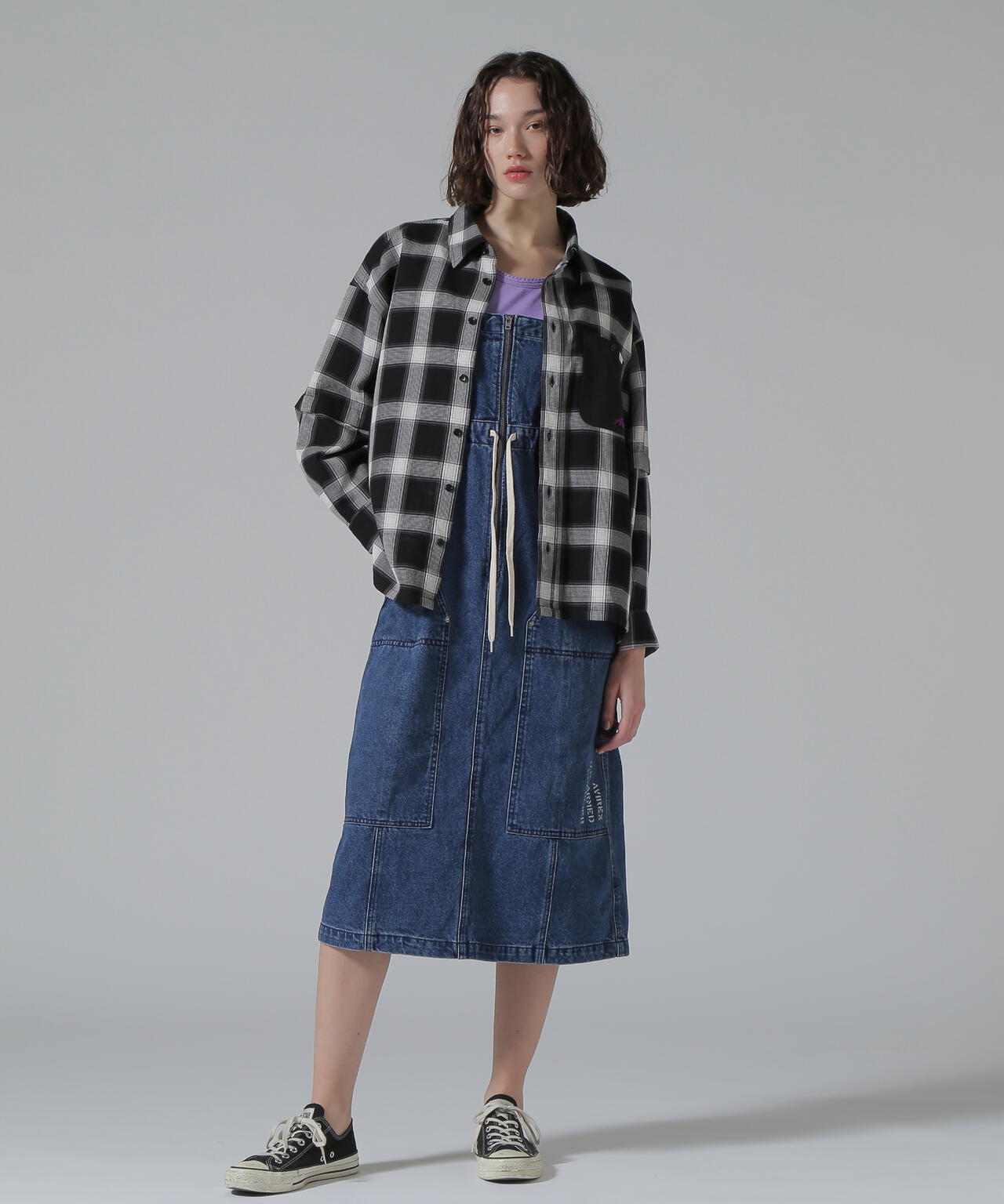 WAFFLE OMBRE CHECK DETACHABLE SHIRTS/ワッフルオンブレチェック デタッチャブルシャツ