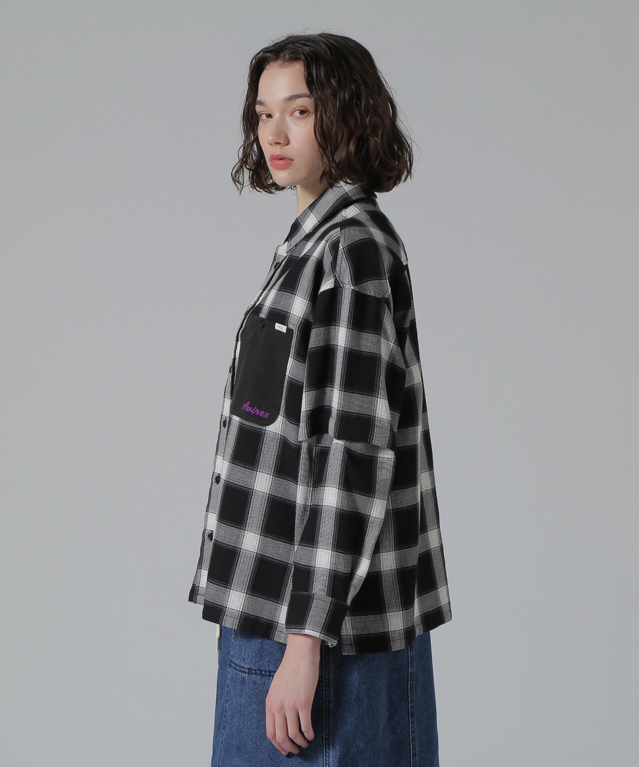 WAFFLE OMBRE CHECK DETACHABLE SHIRTS/ワッフルオンブレチェック デタッチャブルシャツ