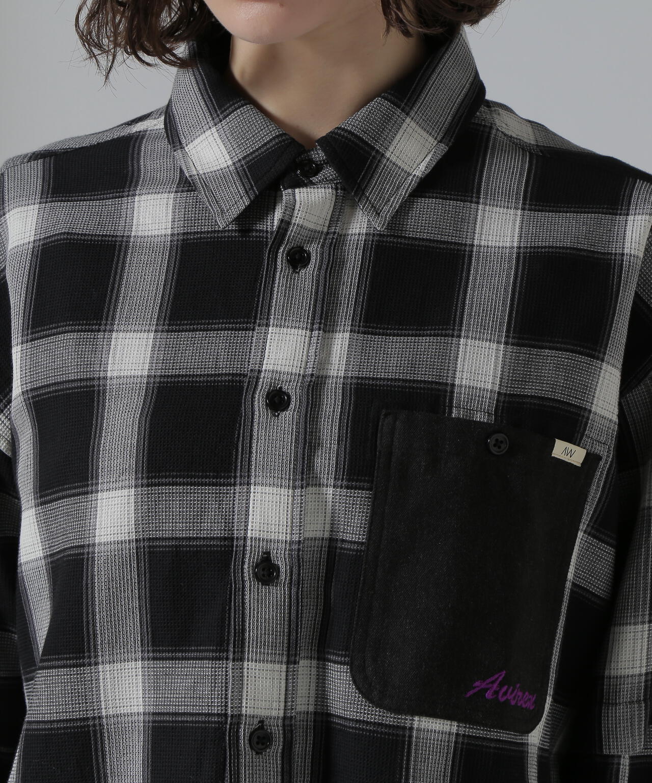 WAFFLE OMBRE CHECK DETACHABLE SHIRTS/ワッフルオンブレチェック デタッチャブルシャツ
