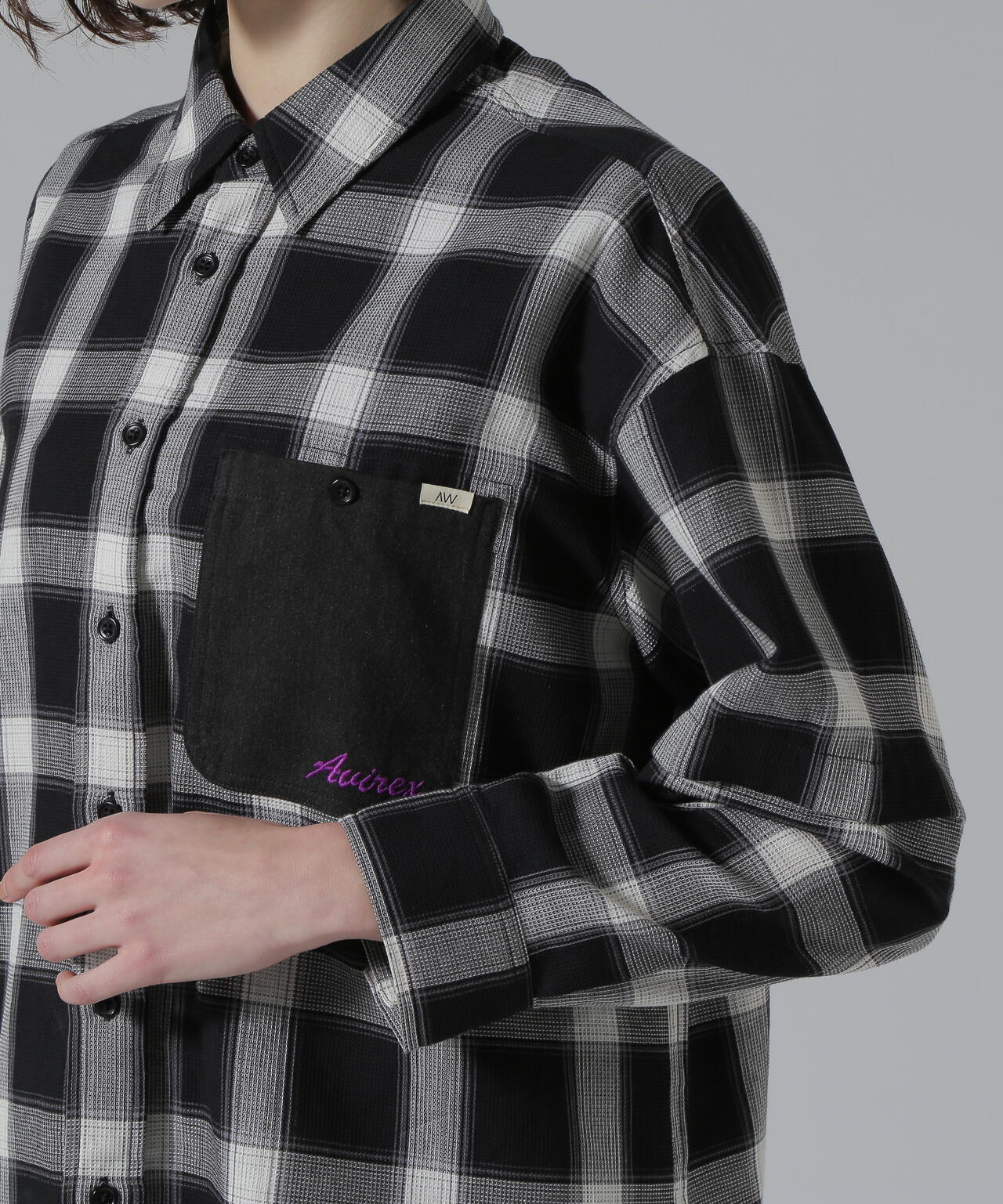 WAFFLE OMBRE CHECK DETACHABLE SHIRTS/ワッフルオンブレチェック デタッチャブルシャツ
