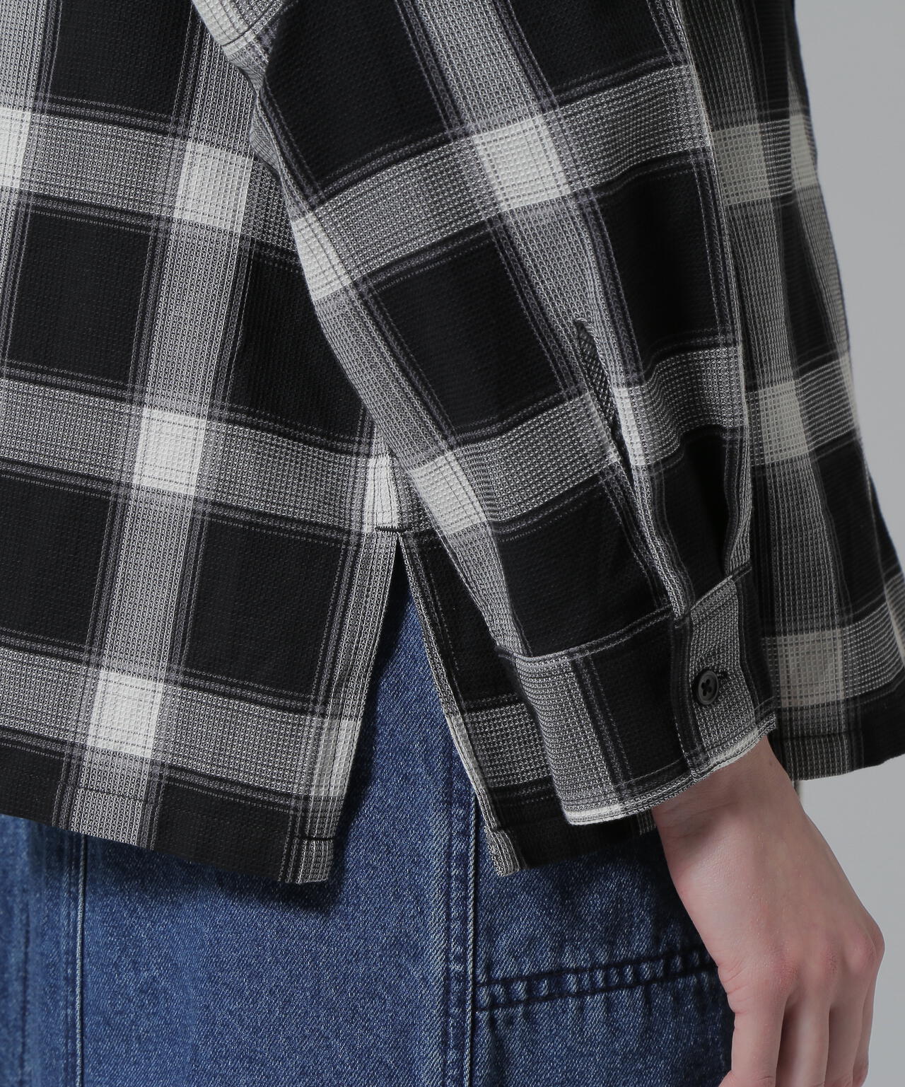 WAFFLE OMBRE CHECK DETACHABLE SHIRTS/ワッフルオンブレチェック デタッチャブルシャツ