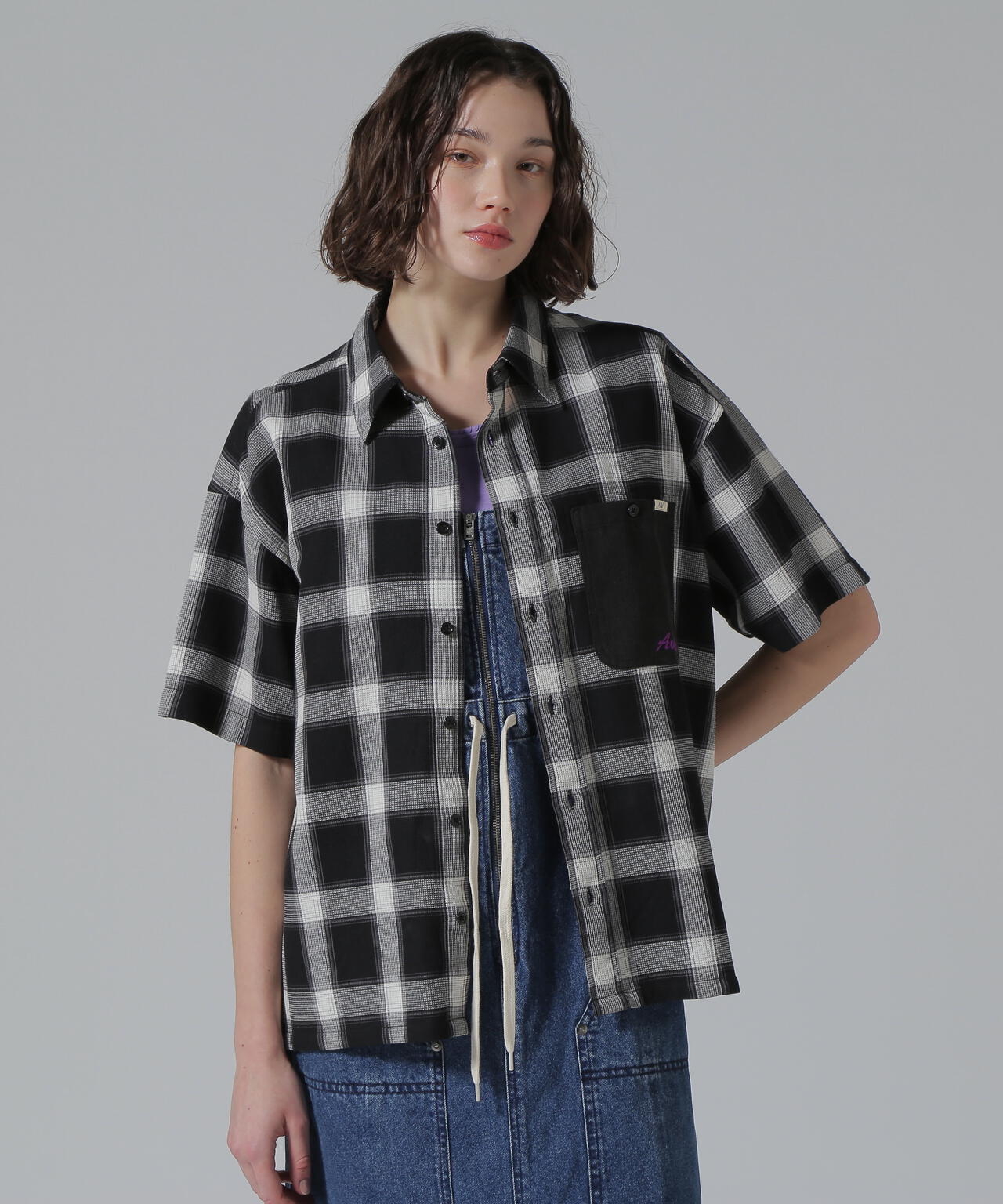 WAFFLE OMBRE CHECK DETACHABLE SHIRTS/ワッフルオンブレチェック デタッチャブルシャツ