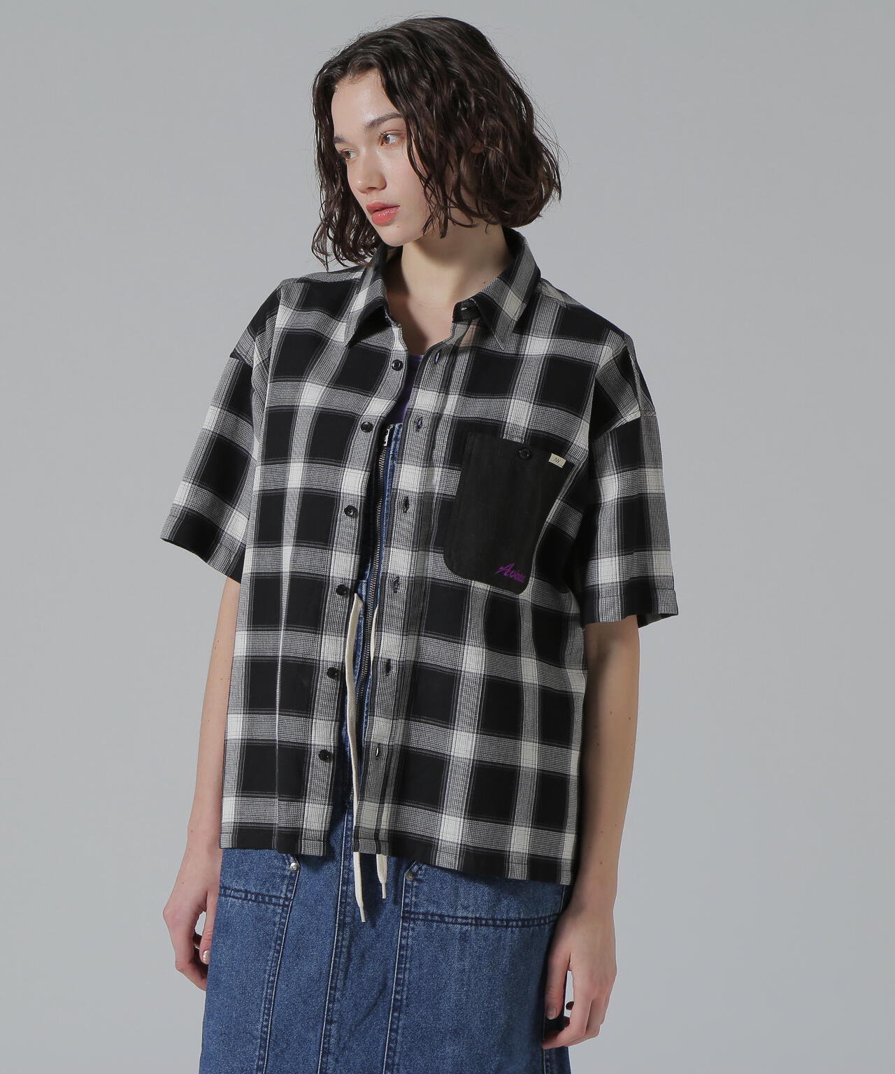 WAFFLE OMBRE CHECK DETACHABLE SHIRTS/ワッフルオンブレチェック デタッチャブルシャツ