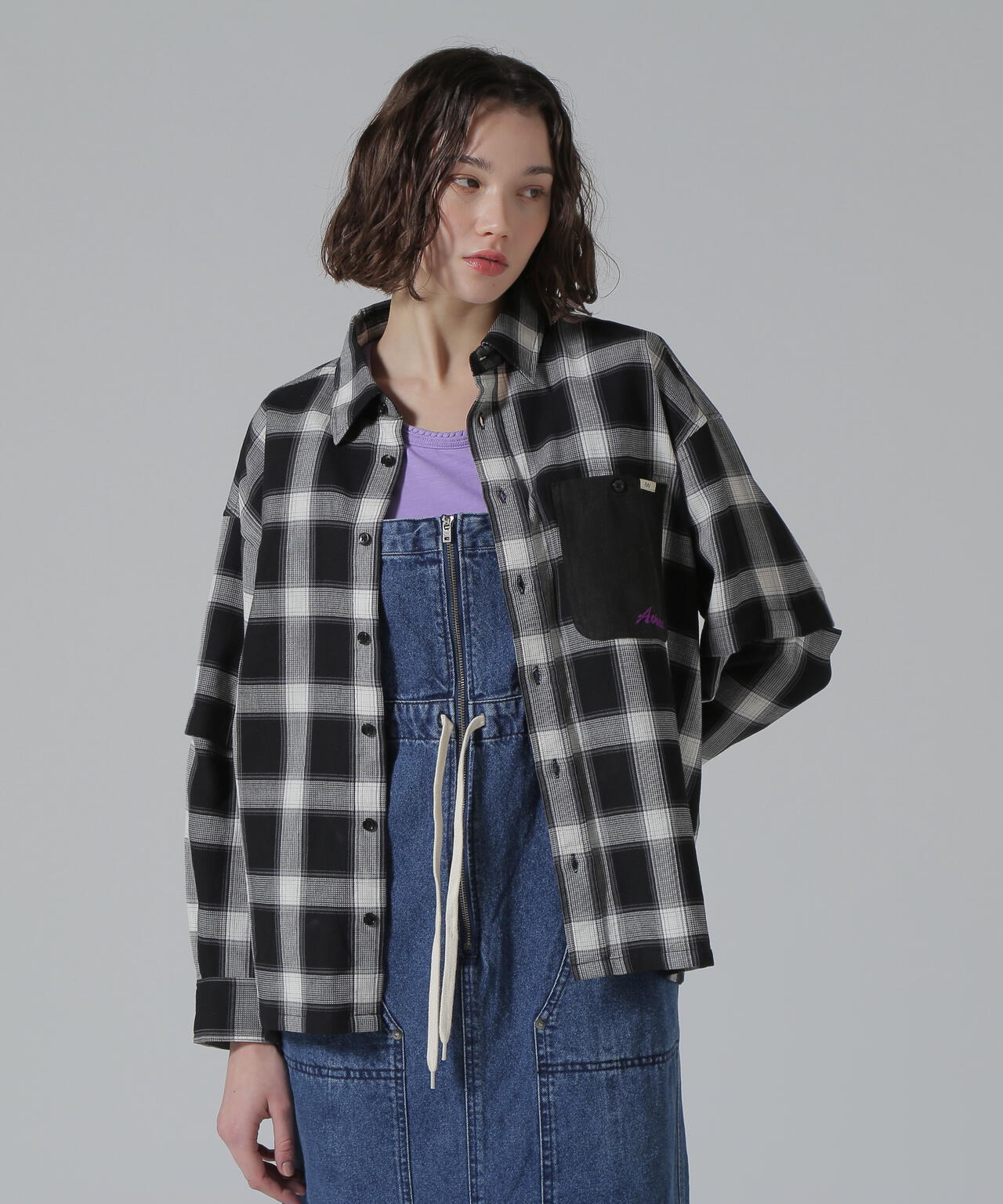 WAFFLE OMBRE CHECK DETACHABLE SHIRTS/ワッフルオンブレチェック デタッチャブルシャツ