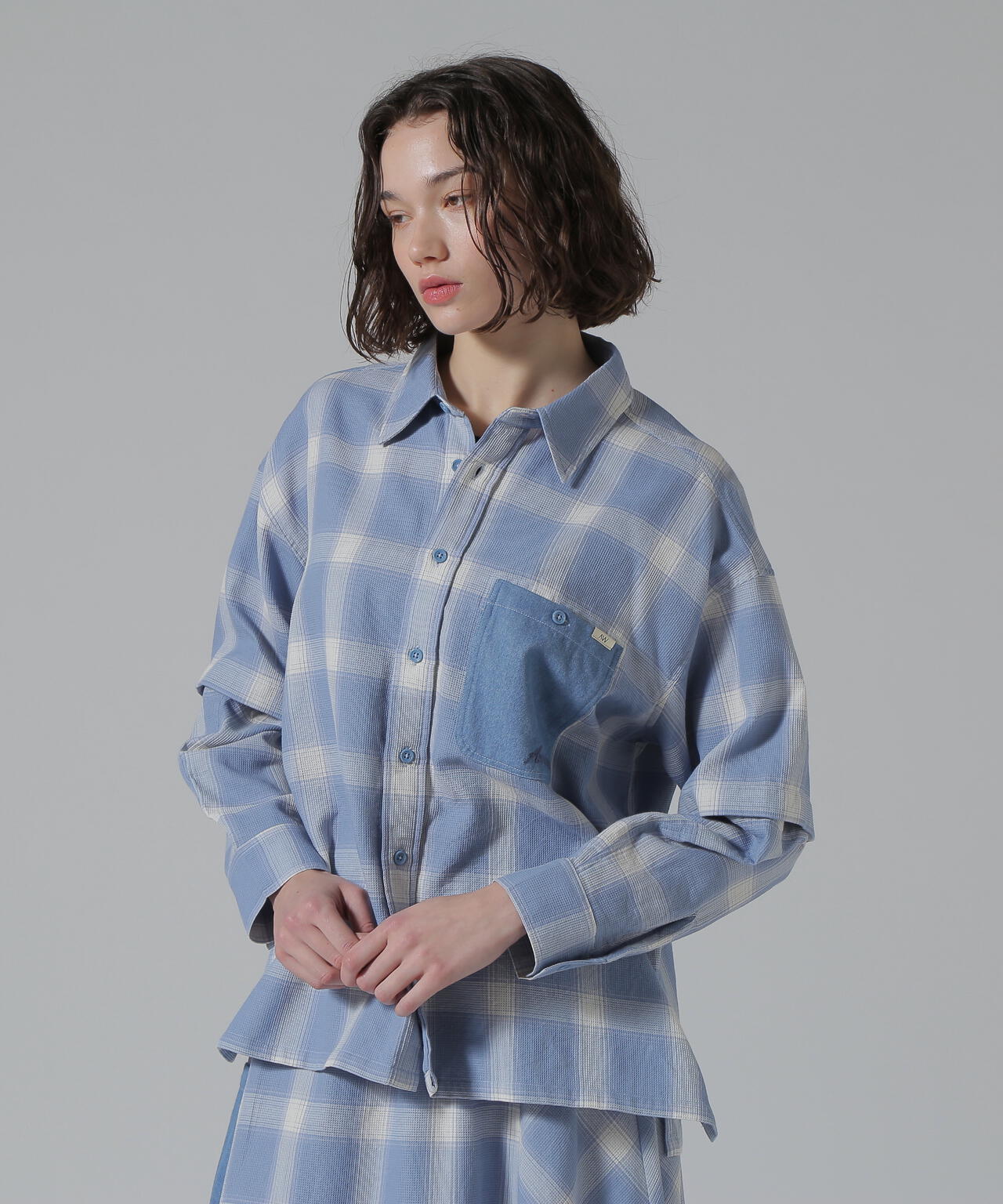 WAFFLE OMBRE CHECK DETACHABLE SHIRTS/ワッフルオンブレチェック デタッチャブルシャツ