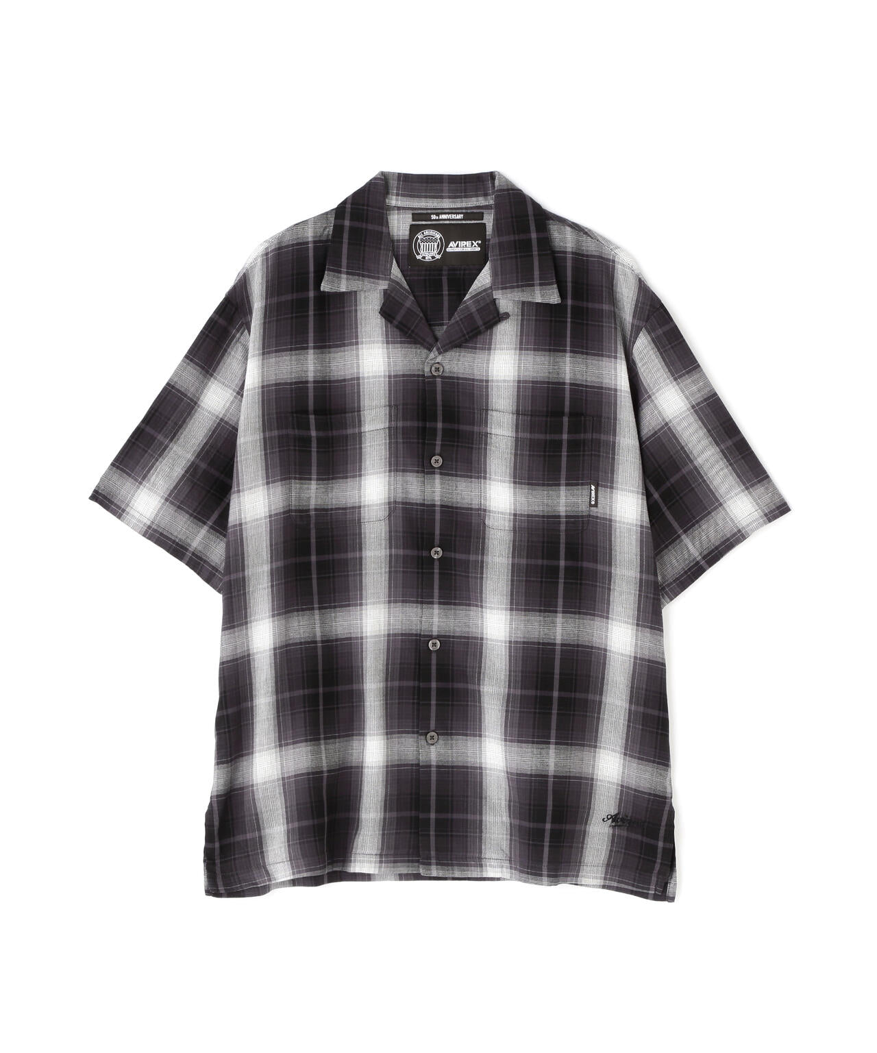 ONE POINT OMBRE CHECK SHIRT / 半袖 ワンポイント オンブレチェックシャツ / AVIREX / アヴィレックス