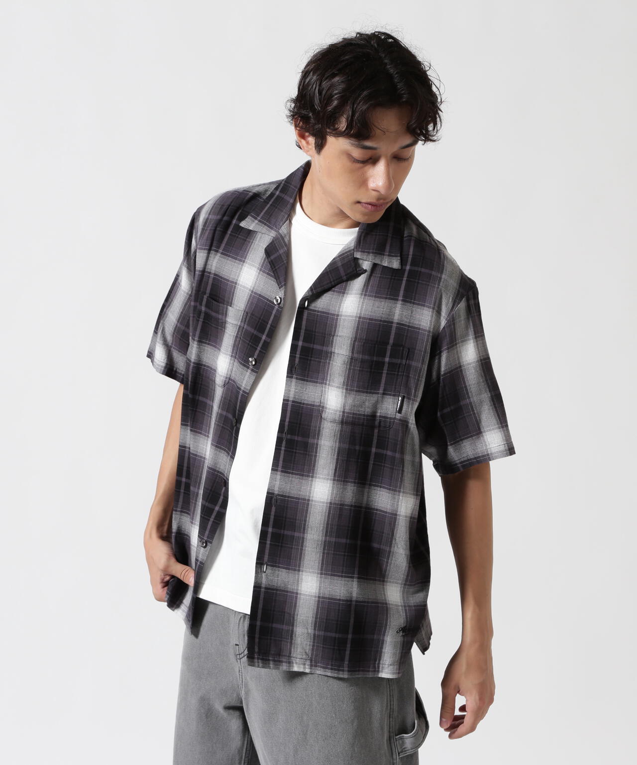 ONE POINT OMBRE CHECK SHIRT / 半袖 ワンポイント オンブレチェックシャツ / AVIREX / アヴィレックス
