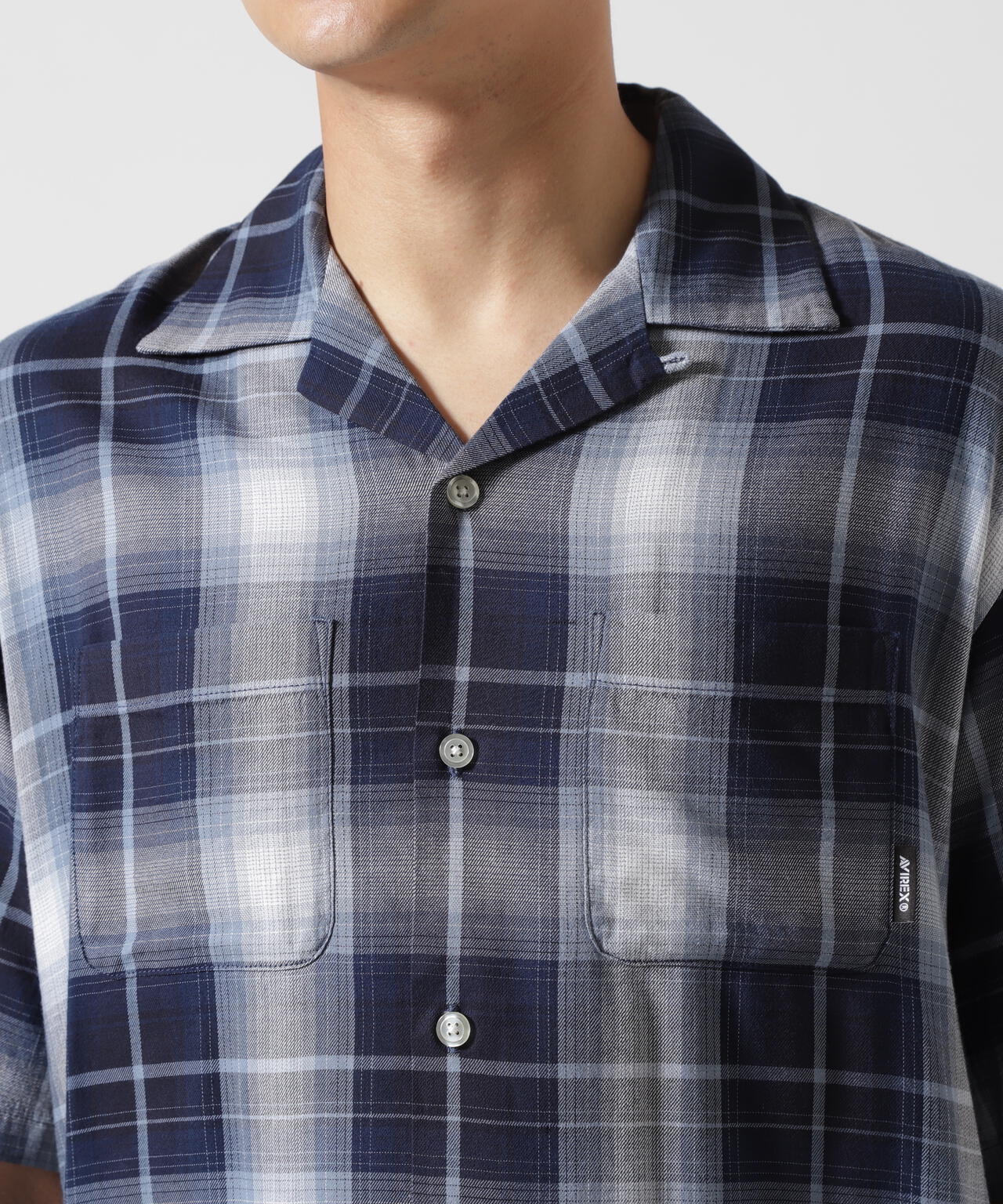 ONE POINT OMBRE CHECK SHIRT / 半袖 ワンポイント オンブレチェックシャツ / AVIREX / アヴィレックス