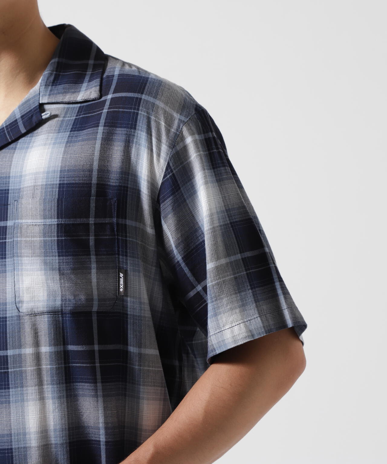 ONE POINT OMBRE CHECK SHIRT / 半袖 ワンポイント オンブレチェックシャツ / AVIREX / アヴィレックス