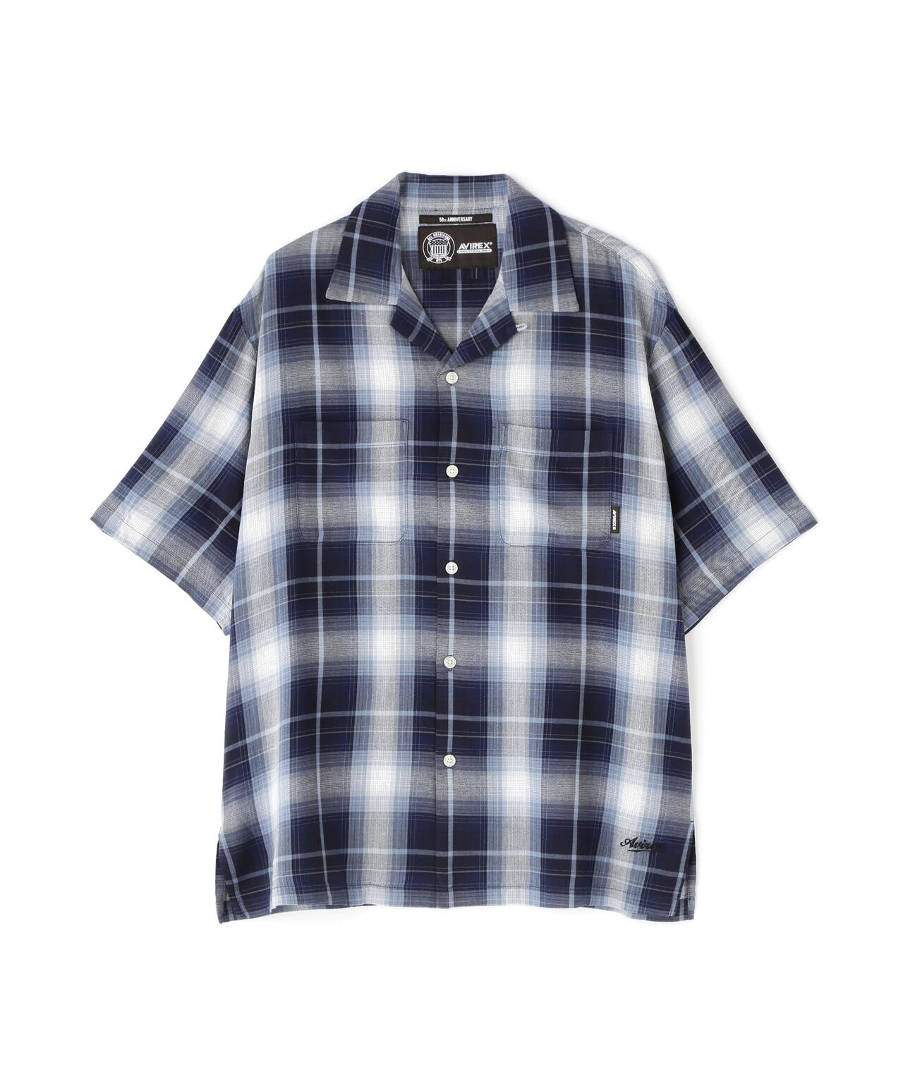 ONE POINT OMBRE CHECK SHIRT / 半袖 ワンポイント オンブレチェックシャツ / AVIREX / アヴィレックス