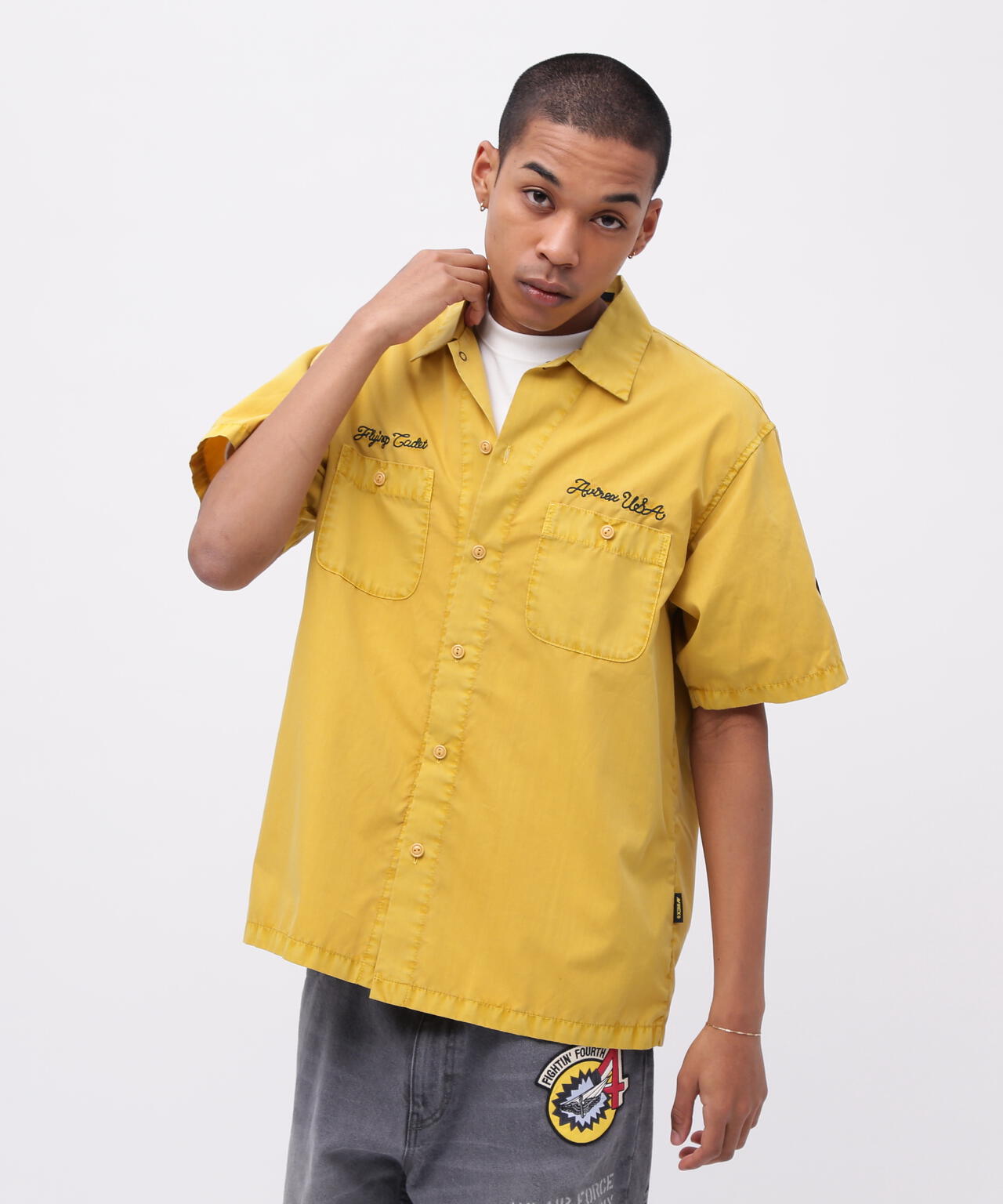 FADED WORK SHIRT "USAFA" / フェイド 半袖ワークシャツ / AVIREX / アヴィレックス