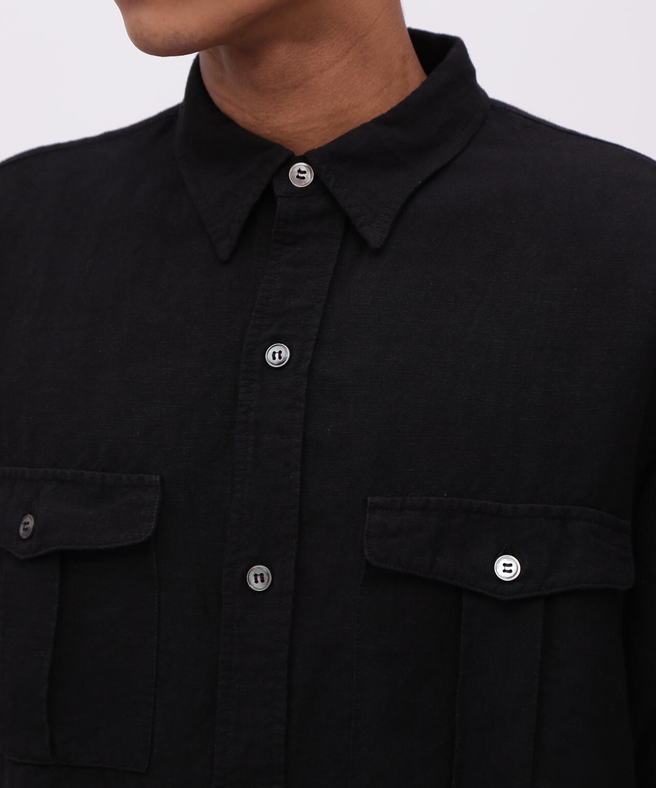 《TFQP by HANDROOM》UTILITY SHORTSLEEVE SHIRT FLAT BLACK / 半袖シャツ