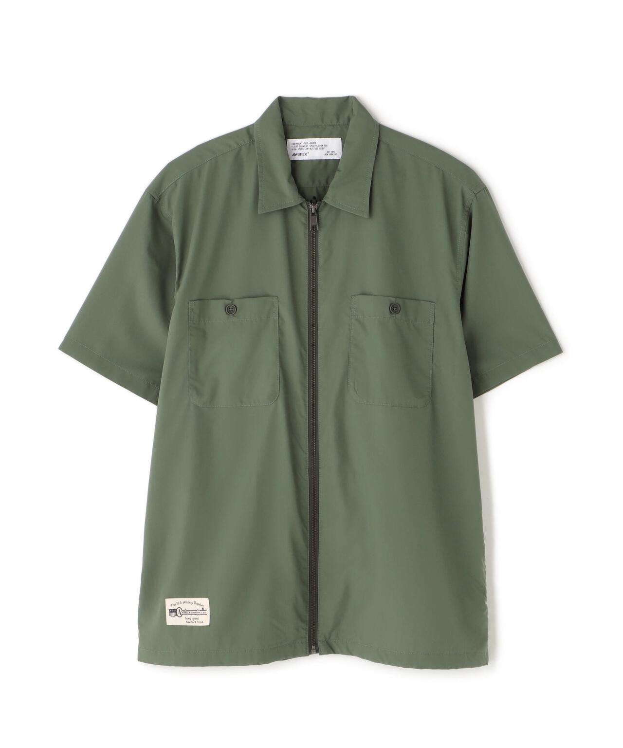 《WEB&DEPOT限定》ZIP UP WORK SHIRT "25" / ジップアップ ワーク半袖シャツ / AVIREX