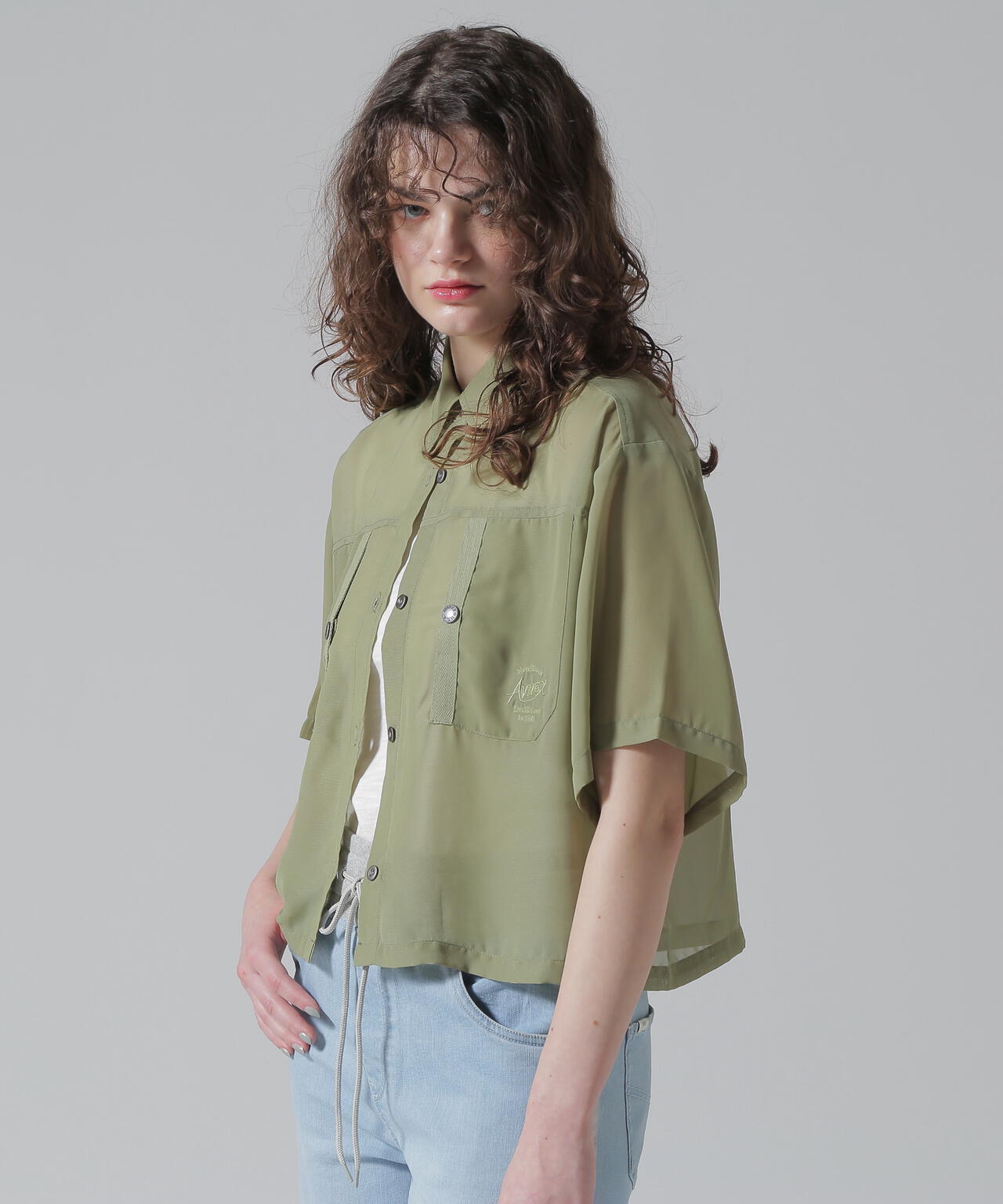 《WOMAN/直営店限定》EMBROIDERY SHEER SHIRT/刺繍シアーシャツ
