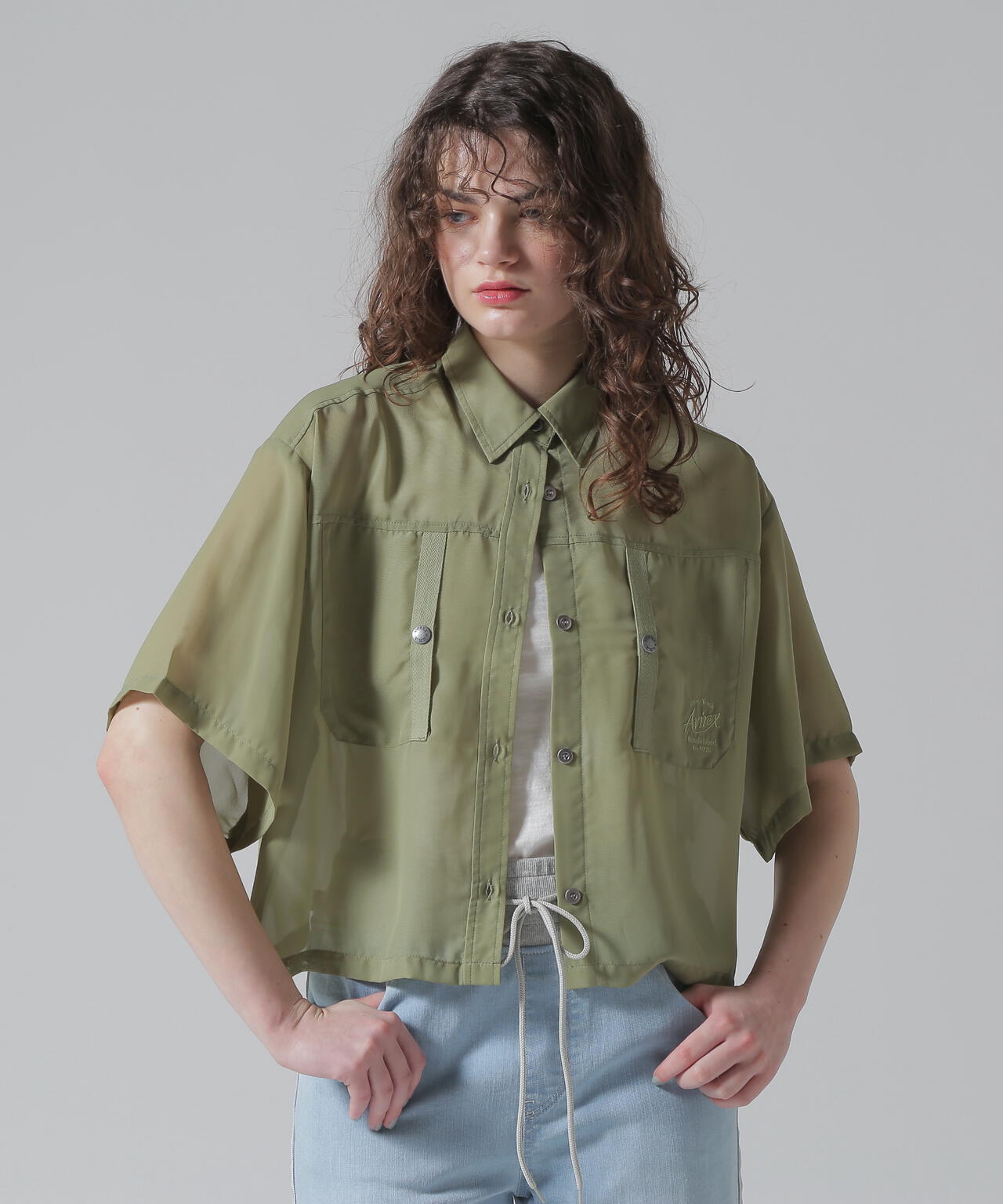 《WOMAN/直営店限定》EMBROIDERY SHEER SHIRT/刺繍シアーシャツ