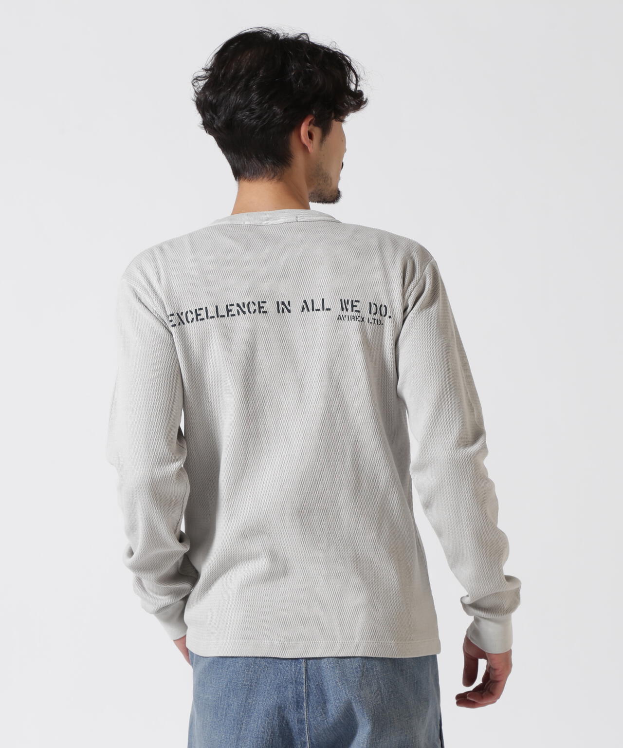 FADE WASH HONEYCOMB WAFFLE T-SHIRT / フェイドウォッシュ ハニカムワッフル 長袖Tシャツ