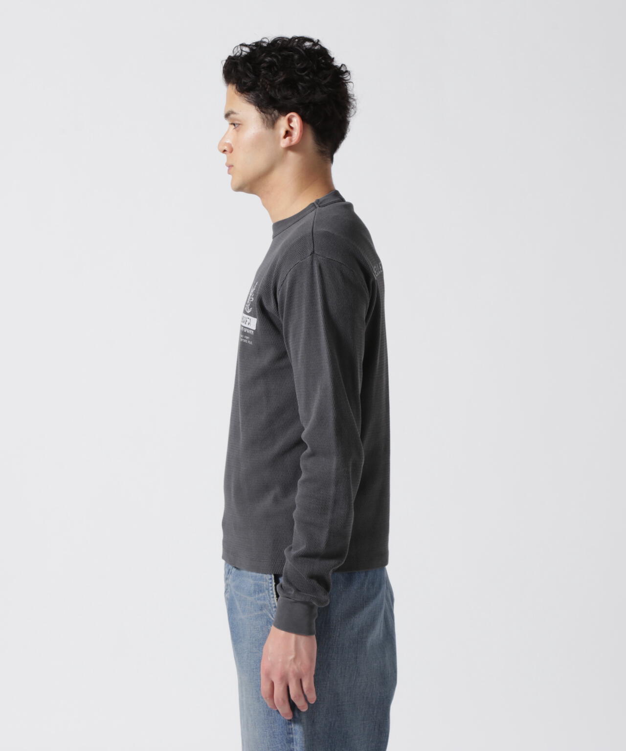 FADE WASH HONEYCOMB WAFFLE T-SHIRT / フェイドウォッシュ ハニカムワッフル 長袖Tシャツ