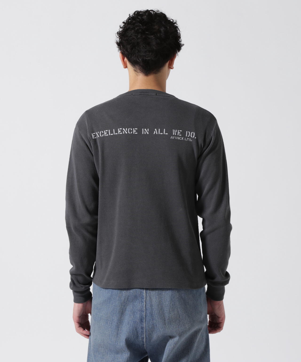 FADE WASH HONEYCOMB WAFFLE T-SHIRT / フェイドウォッシュ ハニカムワッフル 長袖Tシャツ