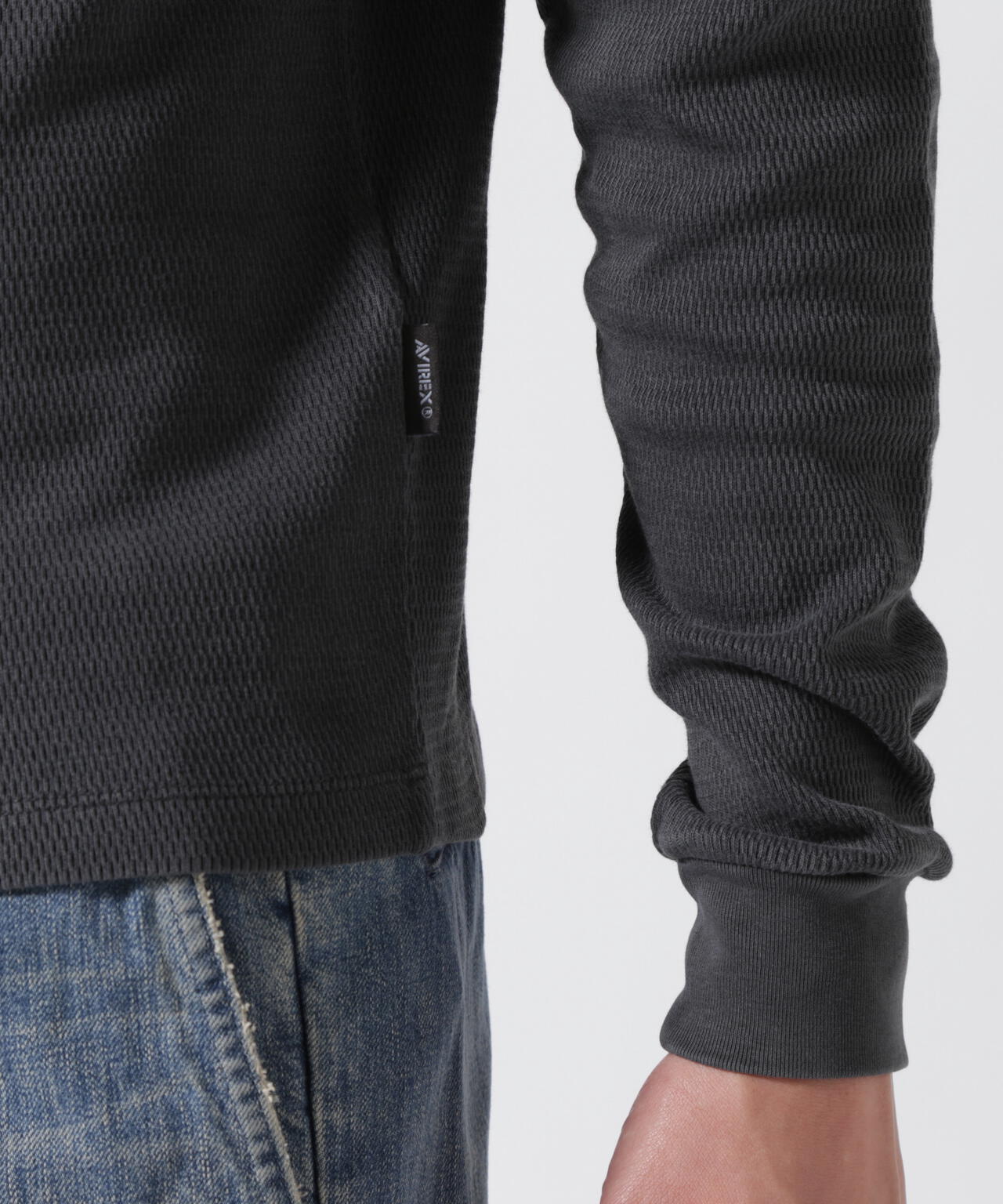 FADE WASH HONEYCOMB WAFFLE T-SHIRT / フェイドウォッシュ ハニカムワッフル 長袖Tシャツ