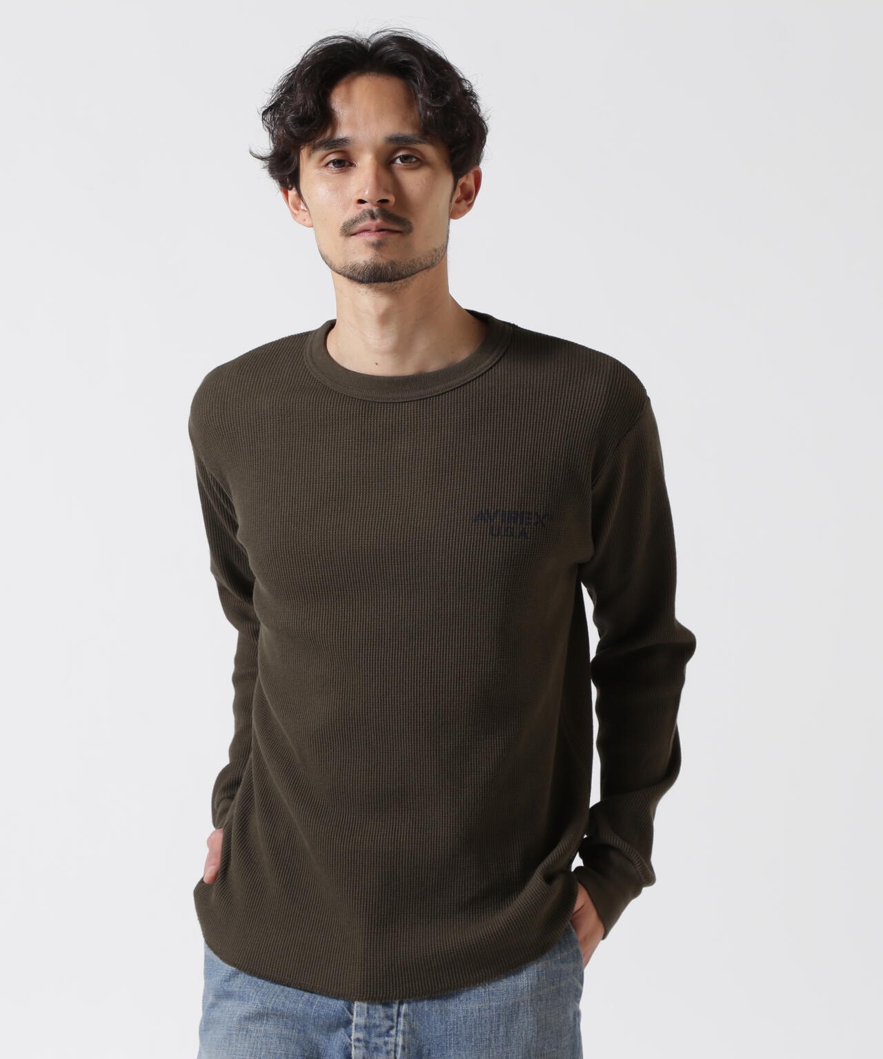 MINI WAFFLE T-SHIRT / ミニワッフル 長袖Tシャツ / AVIREX / アヴィレックス