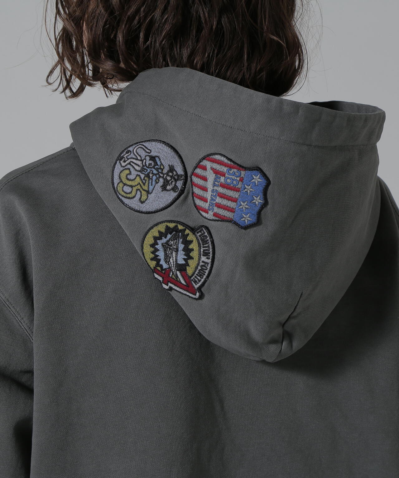 FADE WASH CADET PATCH H/Z HOOD/フェイドウォッシュ カデットパッチパーカー