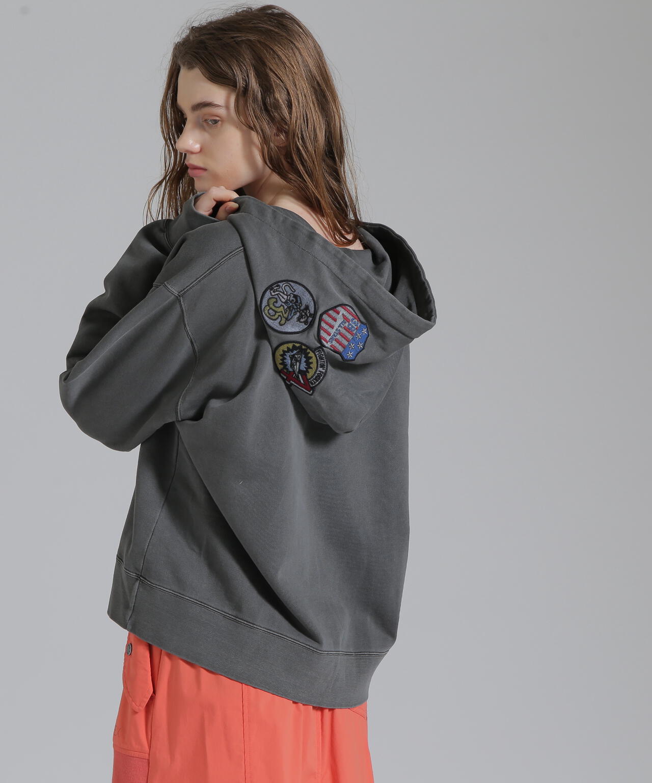 FADE WASH CADET PATCH H/Z HOOD/フェイドウォッシュ カデットパッチパーカー