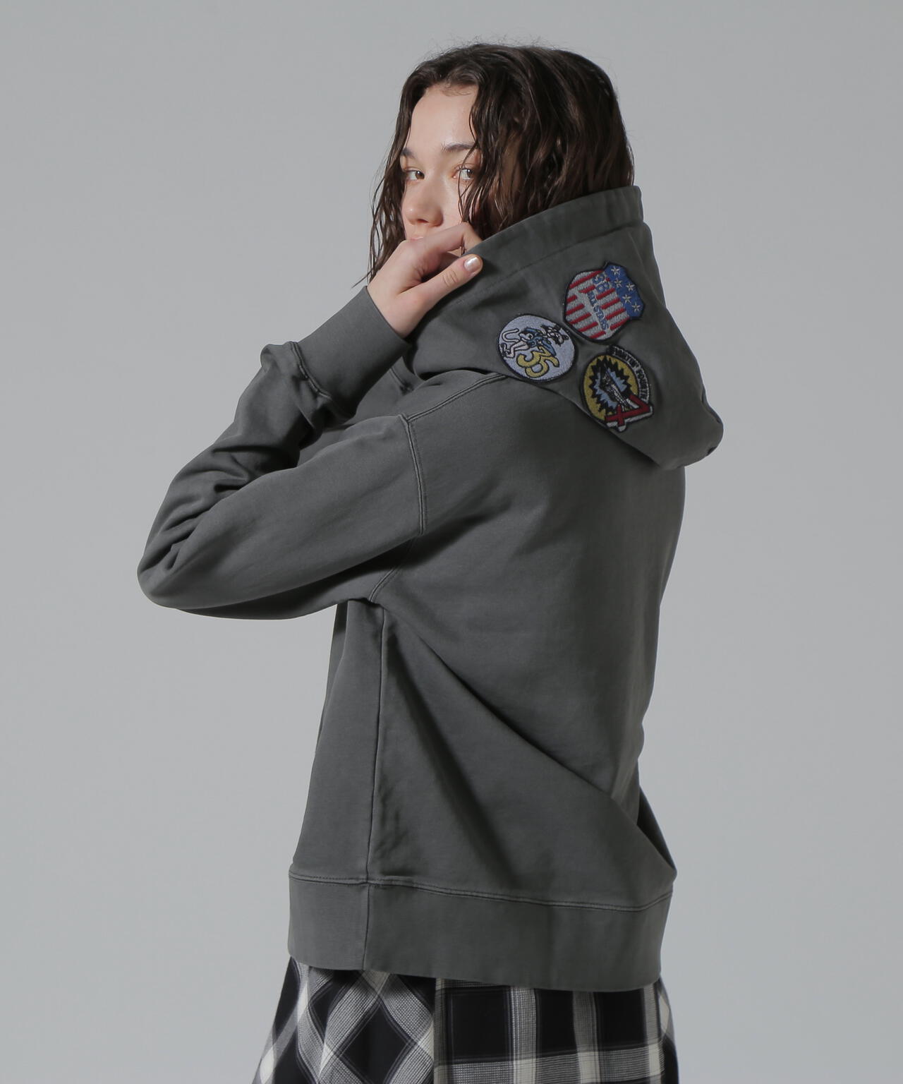 FADE WASH CADET PATCH H/Z HOOD/フェイドウォッシュ カデットパッチパーカー