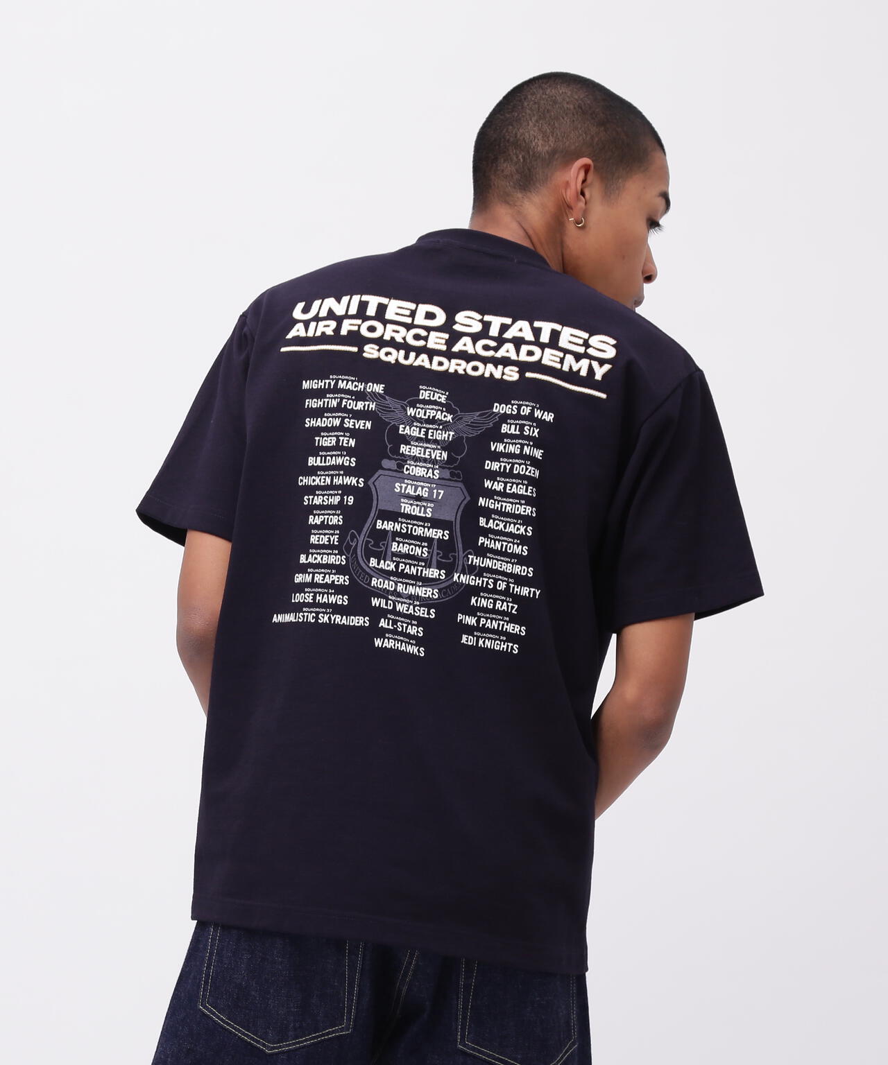 USAFA SQUADRONS EMBROIDERY T-SHIRT / 刺繍 半袖Tシャツ / AVIREX / アヴィレックス