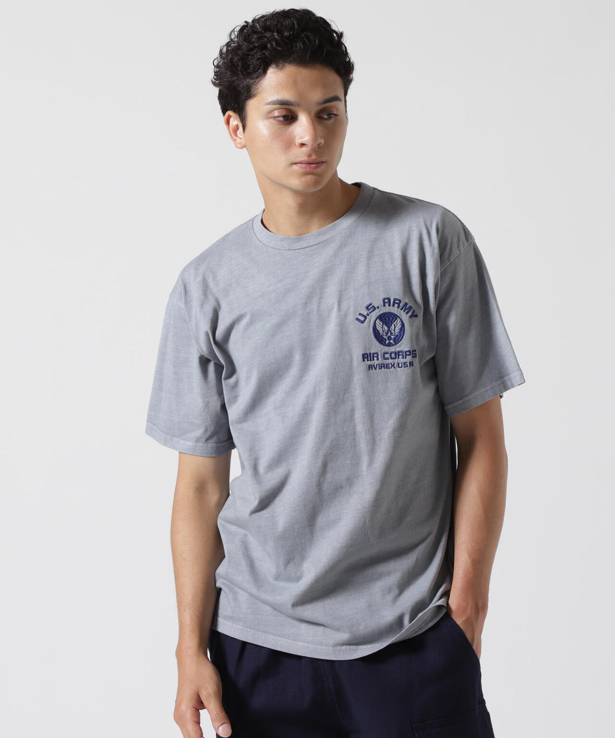FADE WASH EMBROIDERY T-SHIRT ”U.S.AAC”