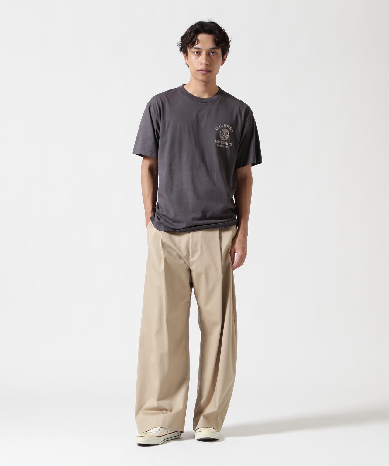 FADE WASH EMBROIDERY T-SHIRT ”U.S.AAC”