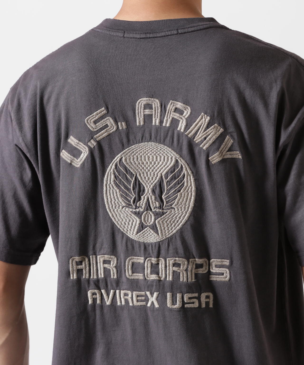 FADE WASH EMBROIDERY T-SHIRT ”U.S.AAC”