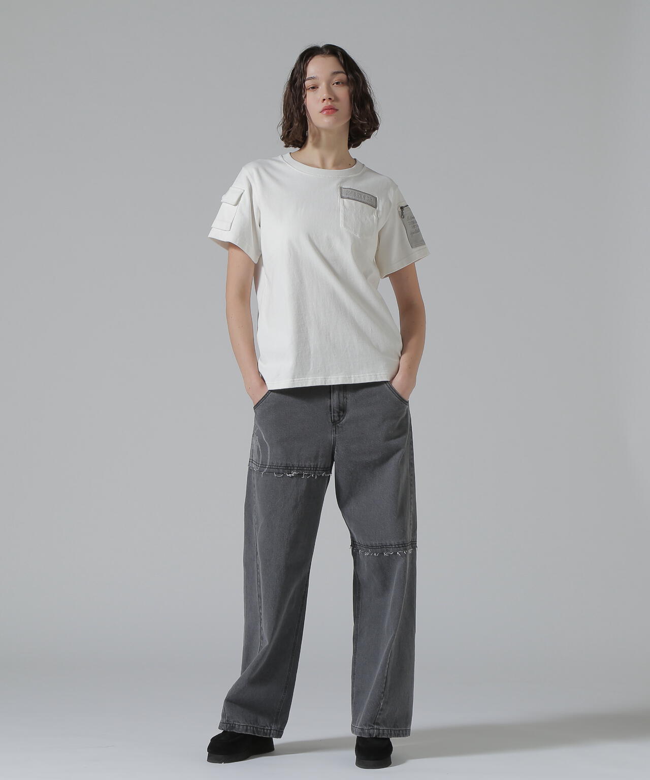 《50th Anniversary》LEATHER PATCHED FATIGUE T-SHIRT/レザーパッチ ファティーグTシャツ