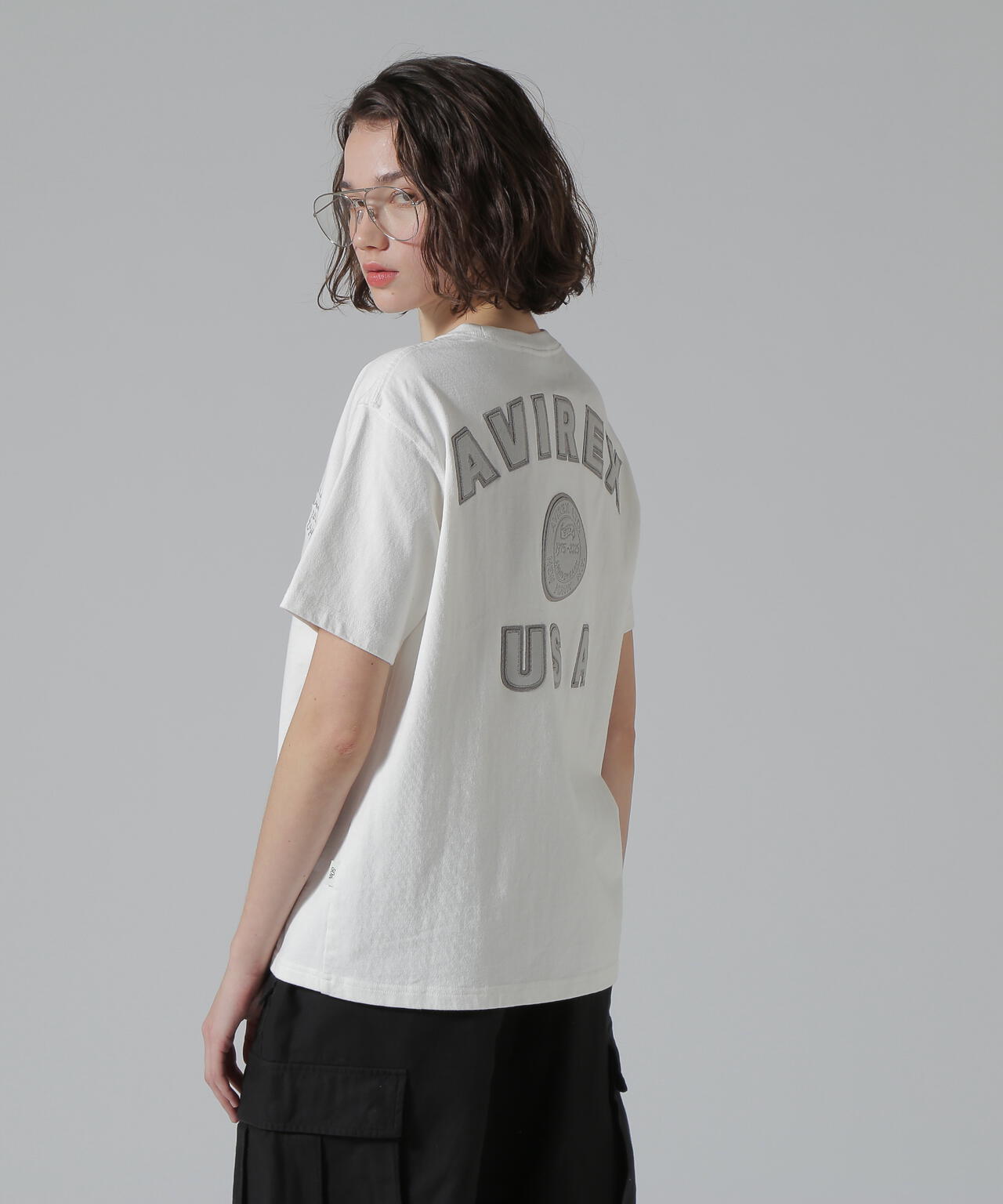 《50th Anniversary》LEATHER PATCHED VARSITY T-SHIRT/レザーパッチド バーシティーTシャツ