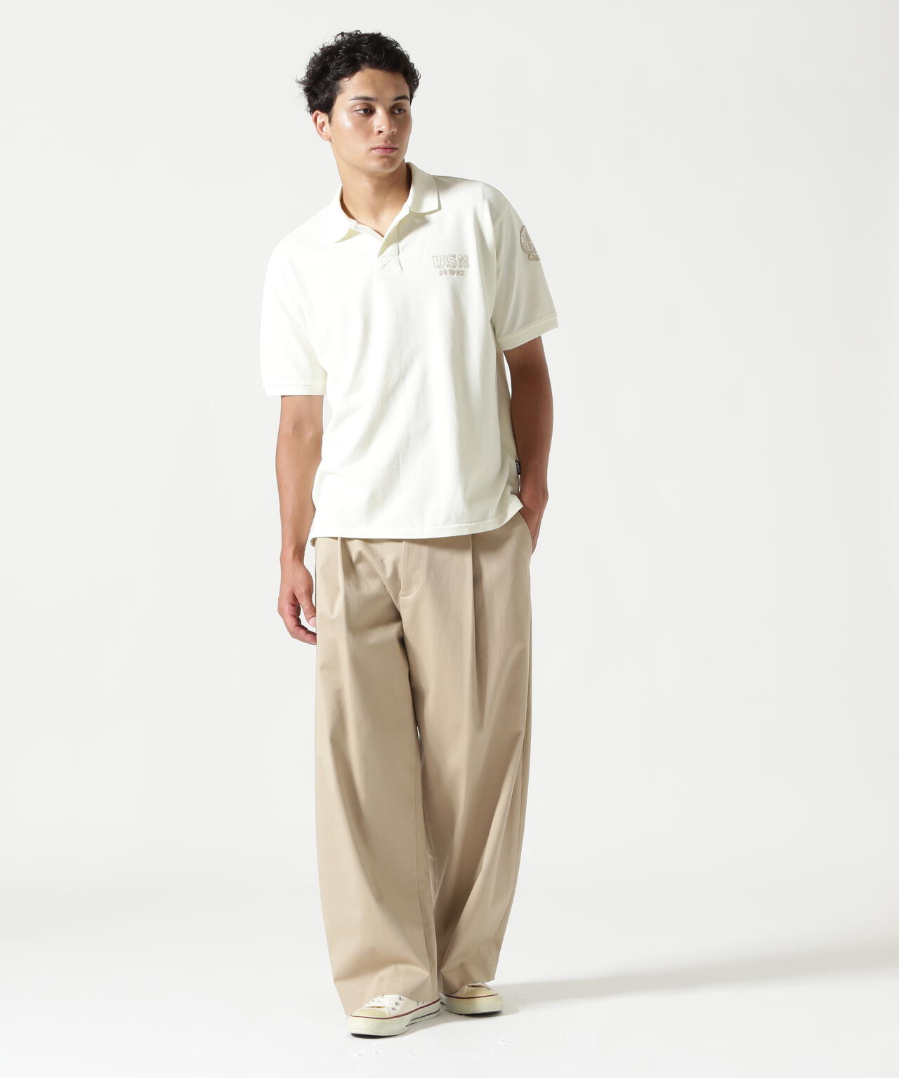 FADE WASH LAST CRUISE EMB POLO SHIRT / フェイドウォッシ ラストクルーズ 刺繍 ポロシャツ