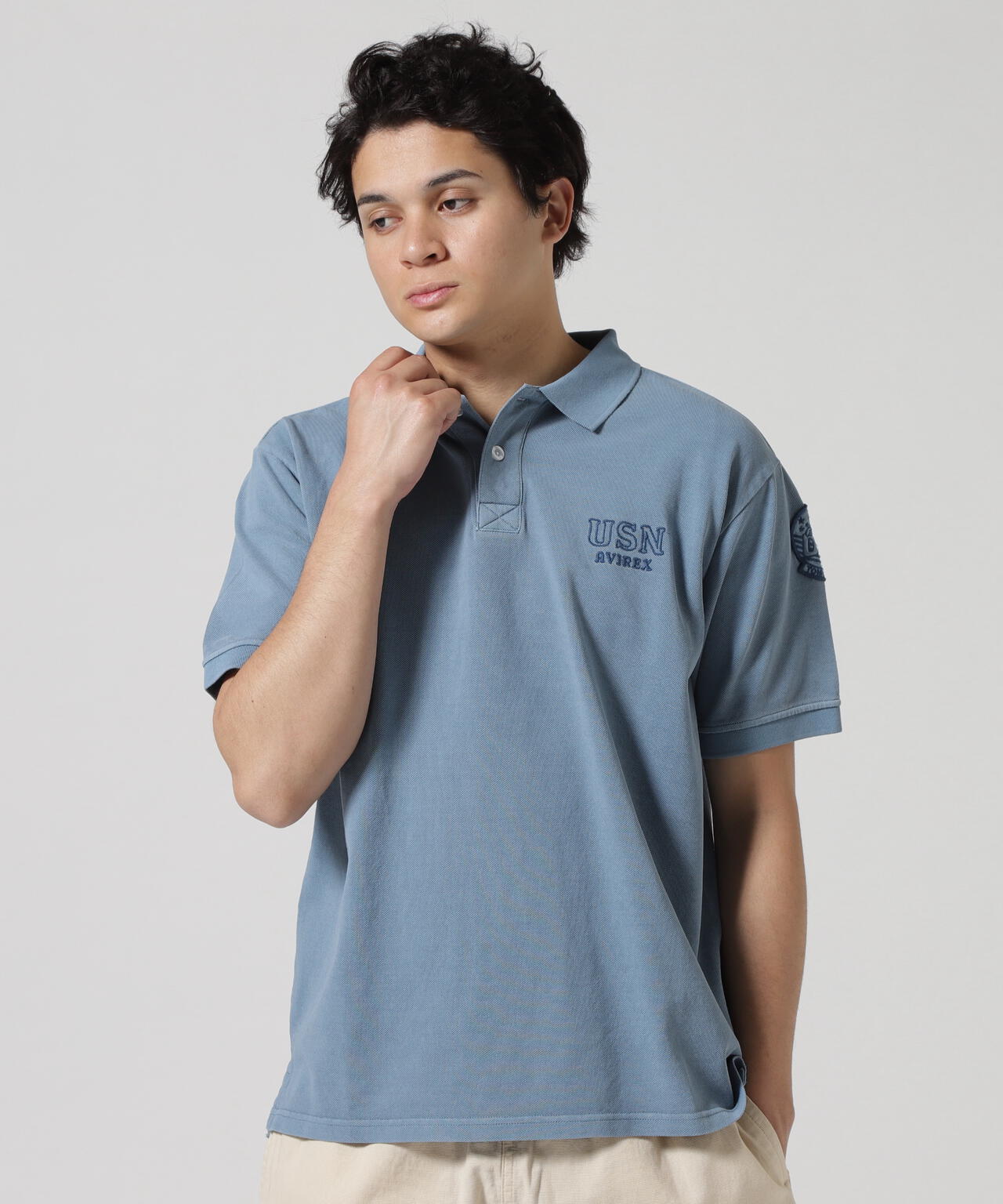 FADE WASH LAST CRUISE EMB POLO SHIRT / フェイドウォッシ ラストクルーズ 刺繍 ポロシャツ
