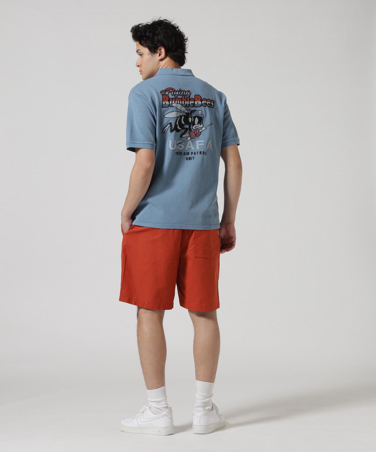 《直営店限定》FADE WASH EMB POLO "BUMBLE BEE" / フェイドウォッシュ 刺繍ポロ / AVIREX
