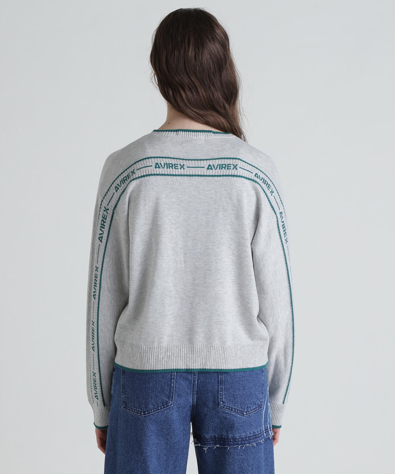 COLOR LINE BACK LOGO KNIT TOPS/カラーライン バックロゴトップス