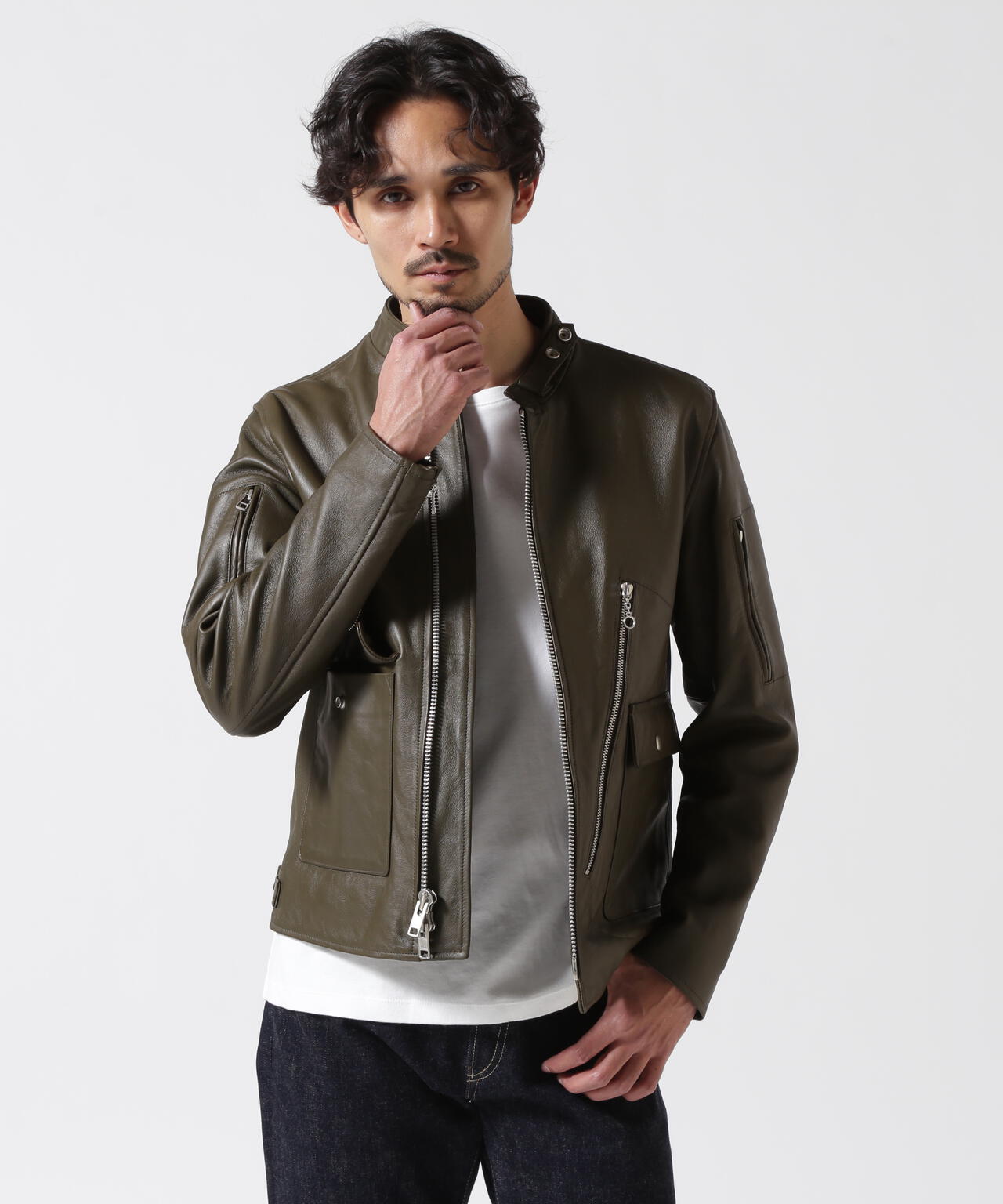 LEATHER MILITARY RIDERS JACKET/レザー ミリタリー ライダース