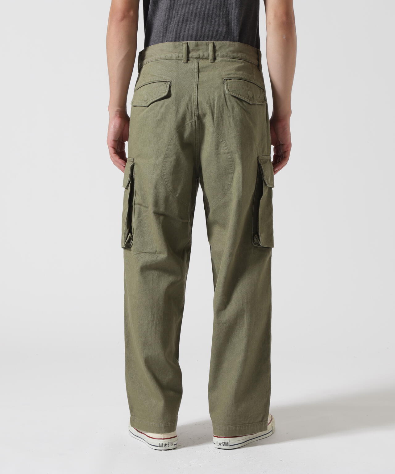 《TFQP by HANDROOM》GREEN SELVEDGE MILITARY DENIM CARGO TROUSERS M-47