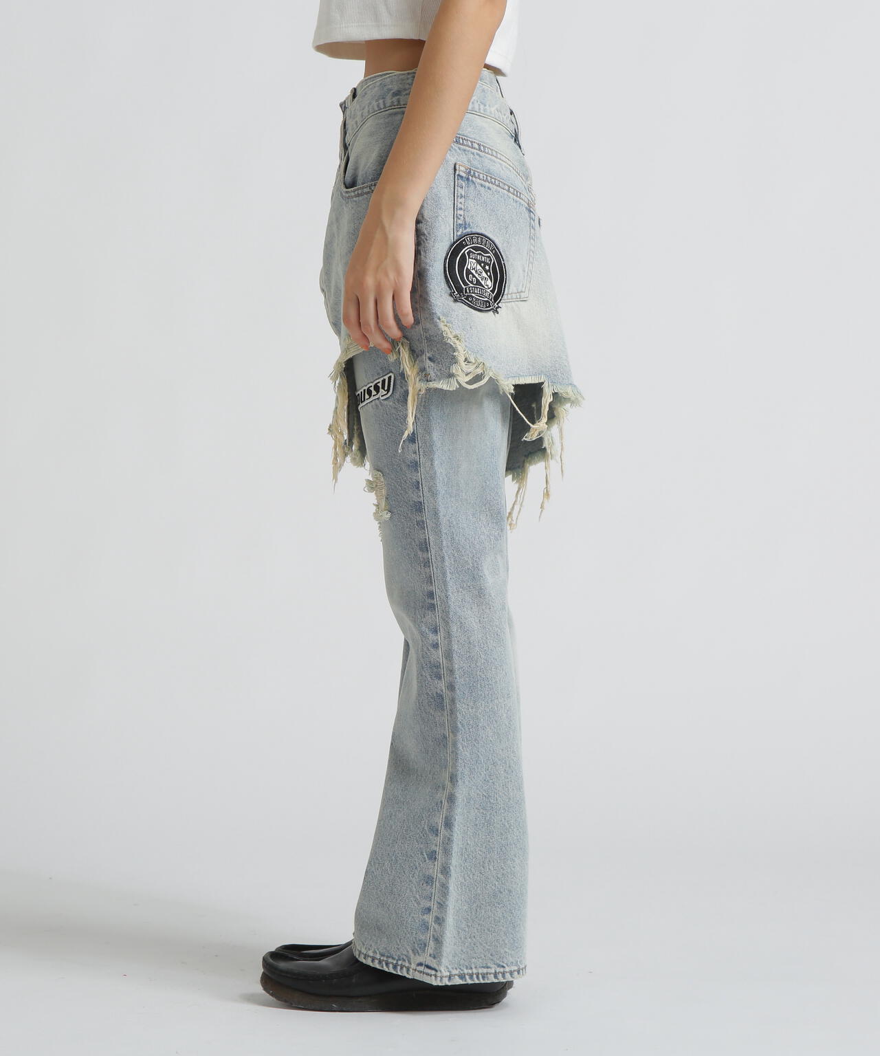 《AVIREX×MOUSSY》TWIN SLIM FLARE DENIM PANTS