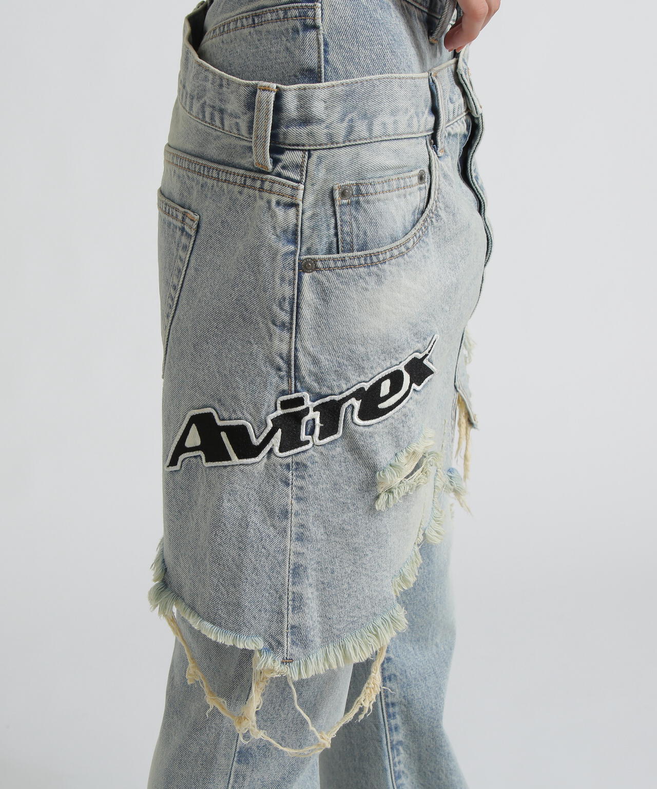 《AVIREX×MOUSSY》TWIN SLIM FLARE DENIM PANTS