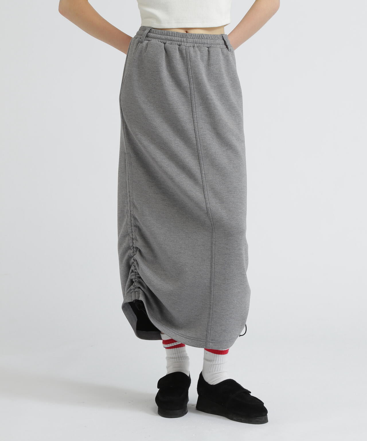 NYLON×DOUBLE KNIT LAYERED SKIRT/ナイロン×ダブルニットレイヤードスカート