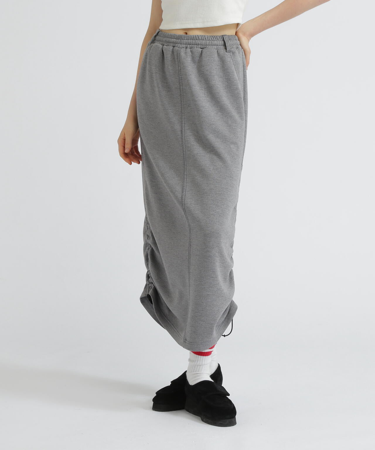 NYLON×DOUBLE KNIT LAYERED SKIRT/ナイロン×ダブルニットレイヤードスカート