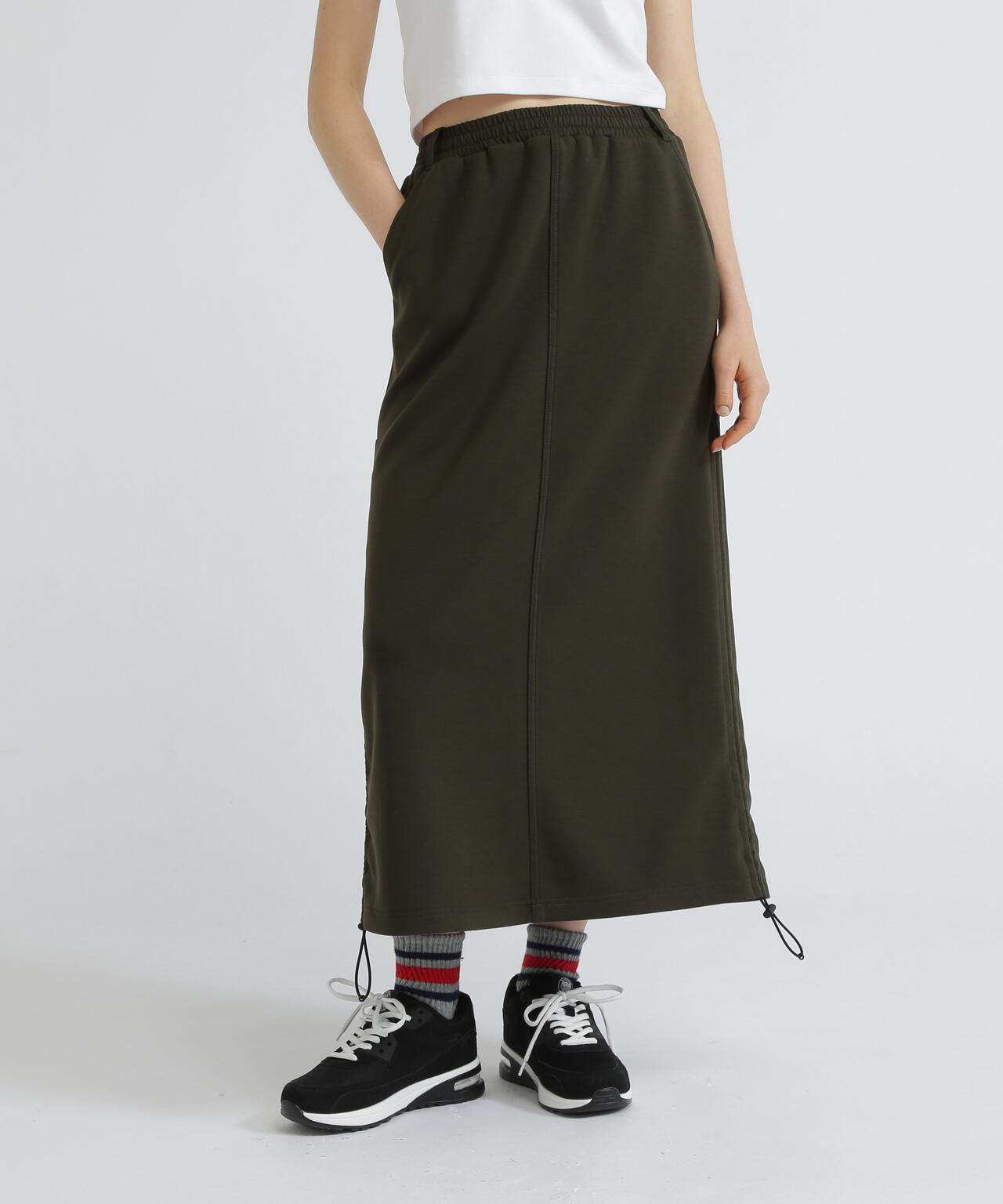 NYLON×DOUBLE KNIT LAYERED SKIRT/ナイロン×ダブルニットレイヤードスカート