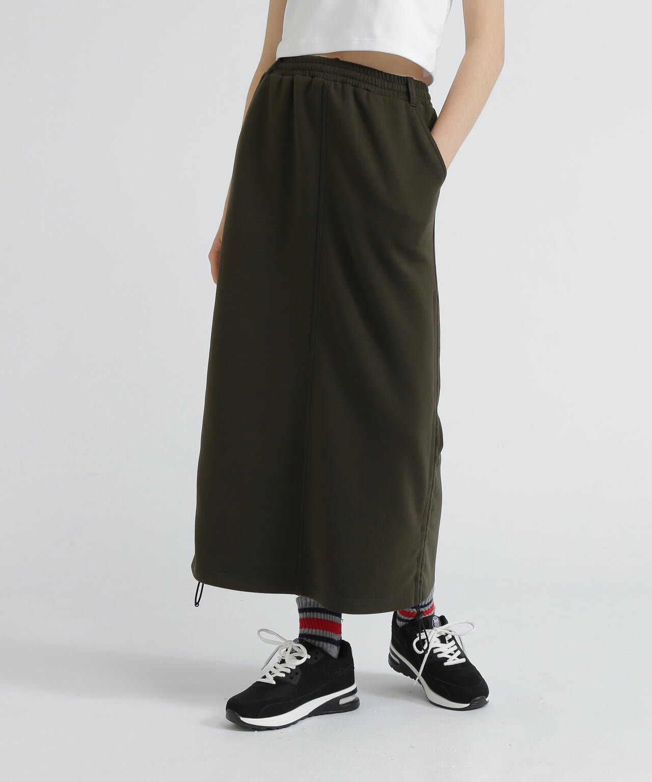 NYLON×DOUBLE KNIT LAYERED SKIRT/ナイロン×ダブルニットレイヤードスカート