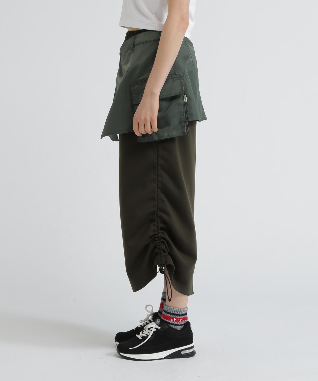 NYLON×DOUBLE KNIT LAYERED SKIRT/ナイロン×ダブルニットレイヤードスカート