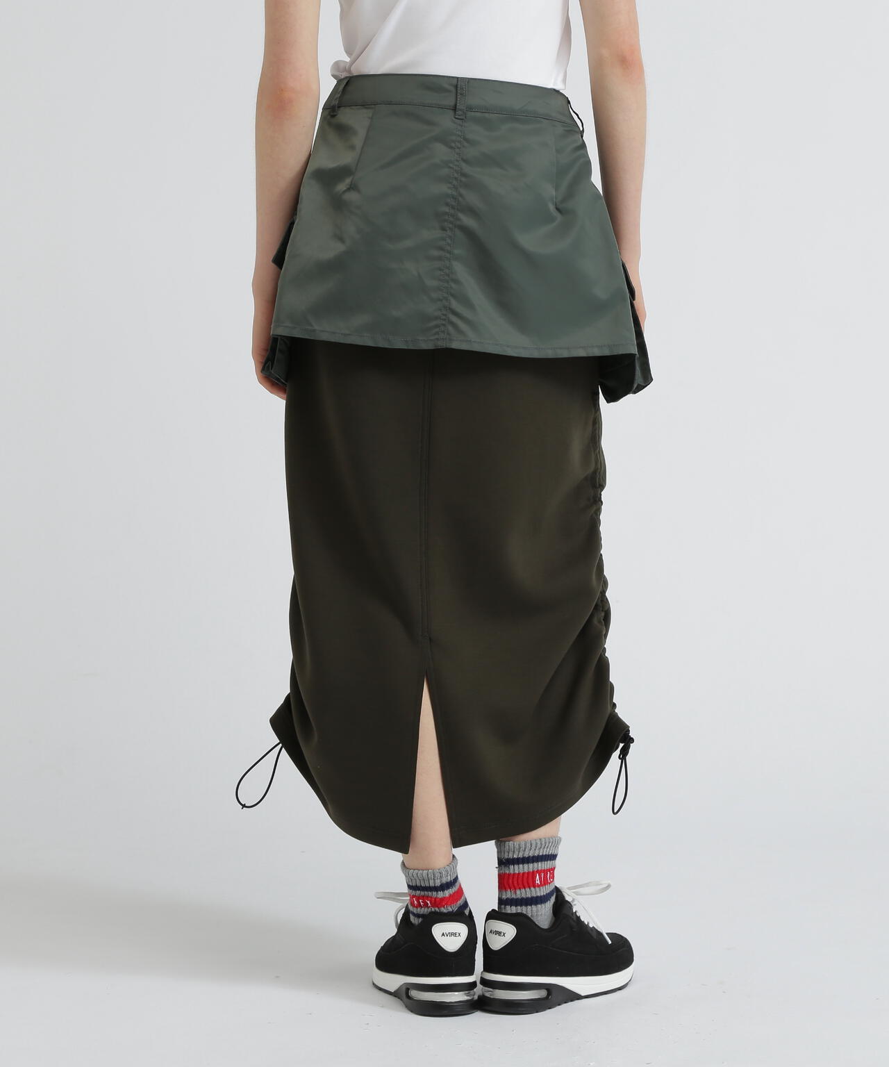 NYLON×DOUBLE KNIT LAYERED SKIRT/ナイロン×ダブルニットレイヤードスカート